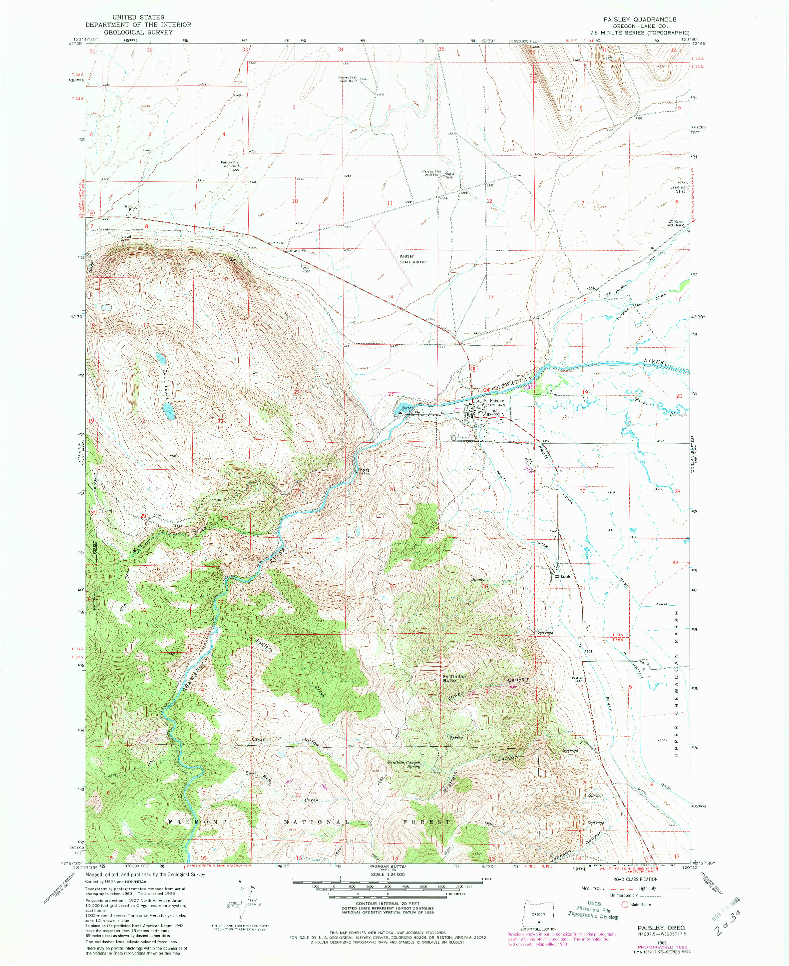 USGS 1:24000-SCALE QUADRANGLE FOR PAISLEY, OR 1966