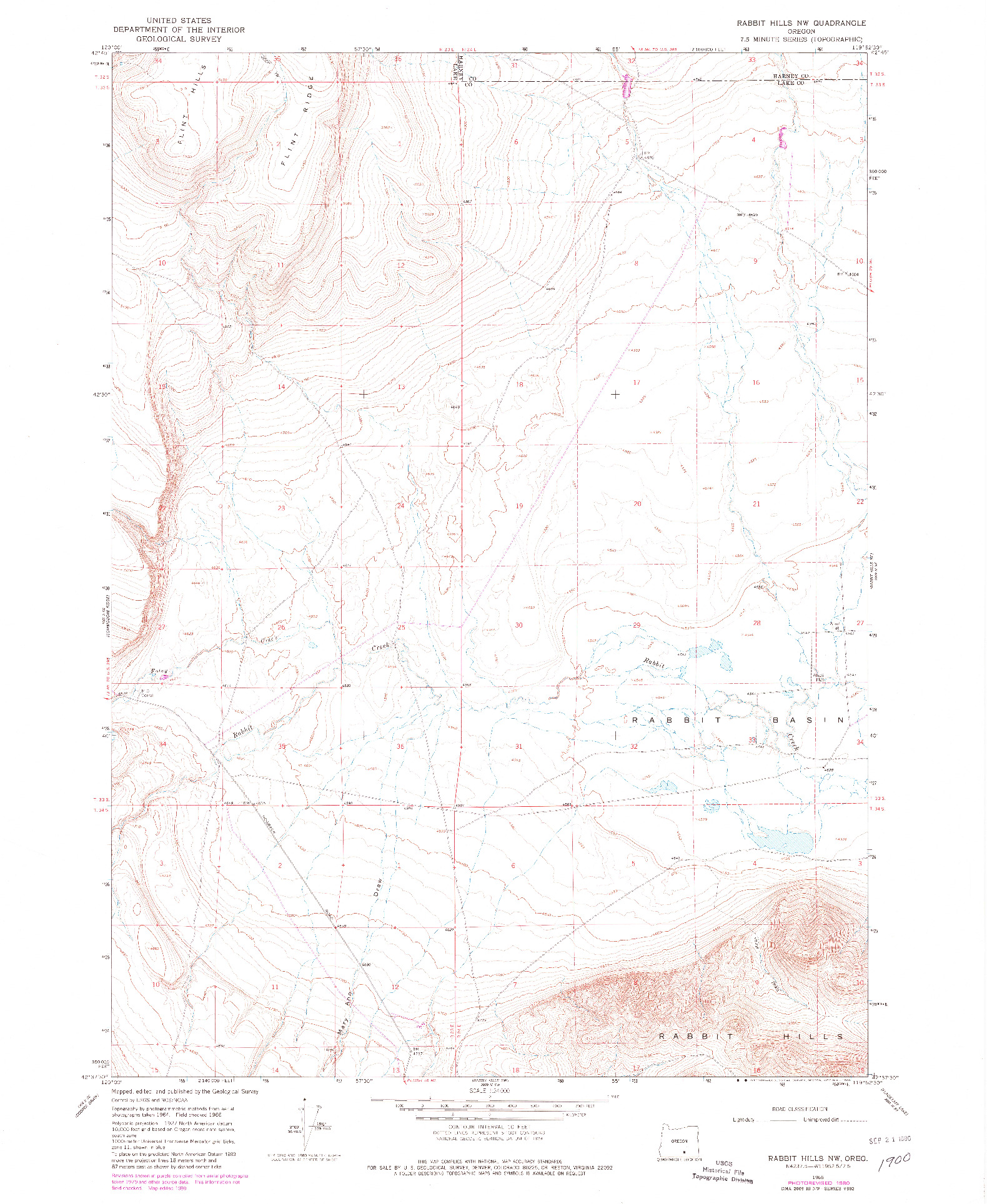 USGS 1:24000-SCALE QUADRANGLE FOR RABBIT HILLS NW, OR 1966