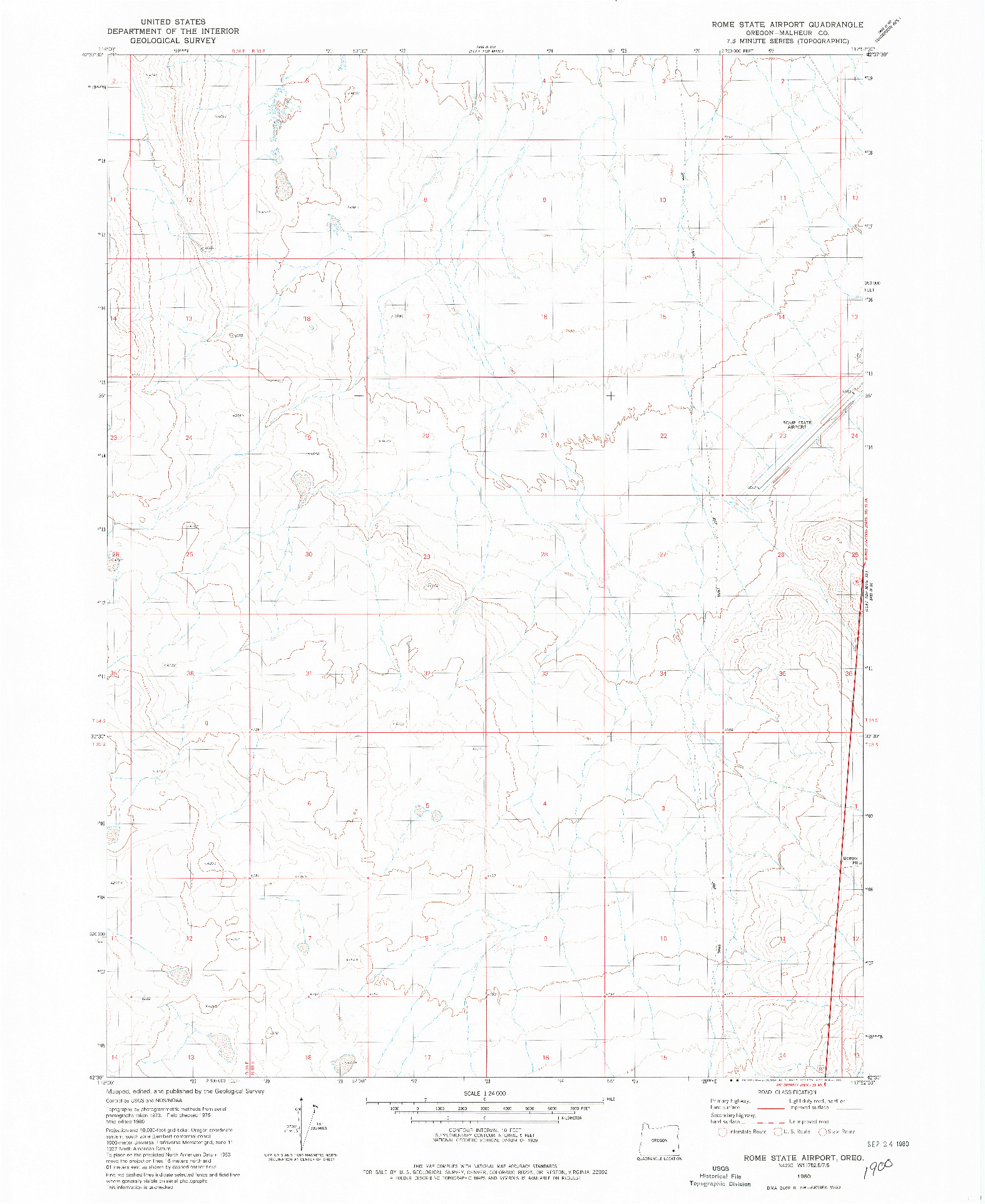 USGS 1:24000-SCALE QUADRANGLE FOR ROME STATE AIRPORT, OR 1980