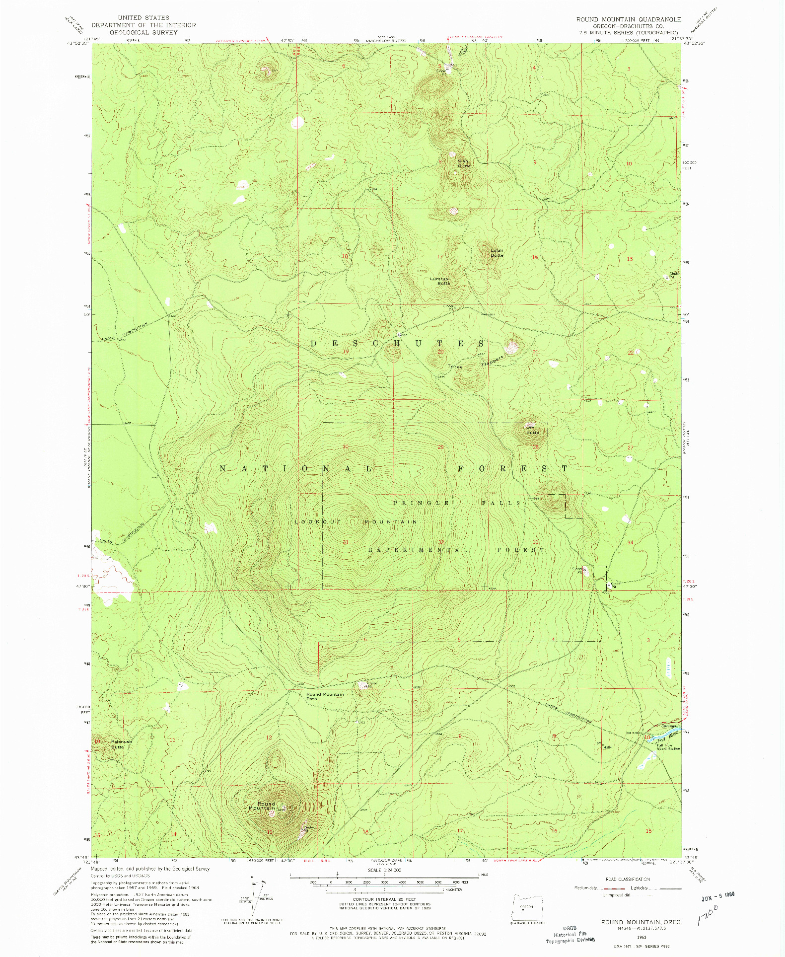 USGS 1:24000-SCALE QUADRANGLE FOR ROUND MOUNTAIN, OR 1963