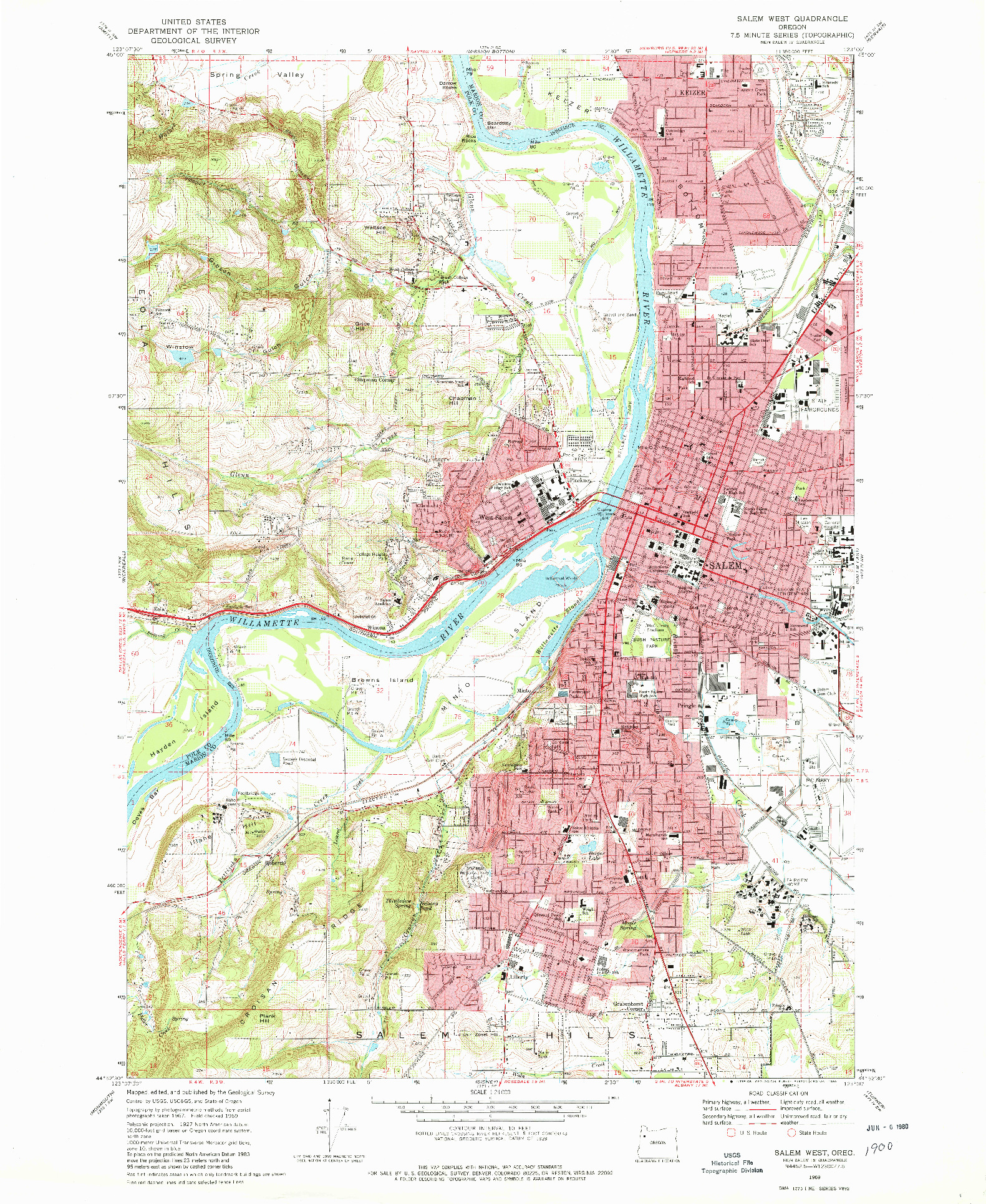 USGS 1:24000-SCALE QUADRANGLE FOR SALEM WEST, OR 1969