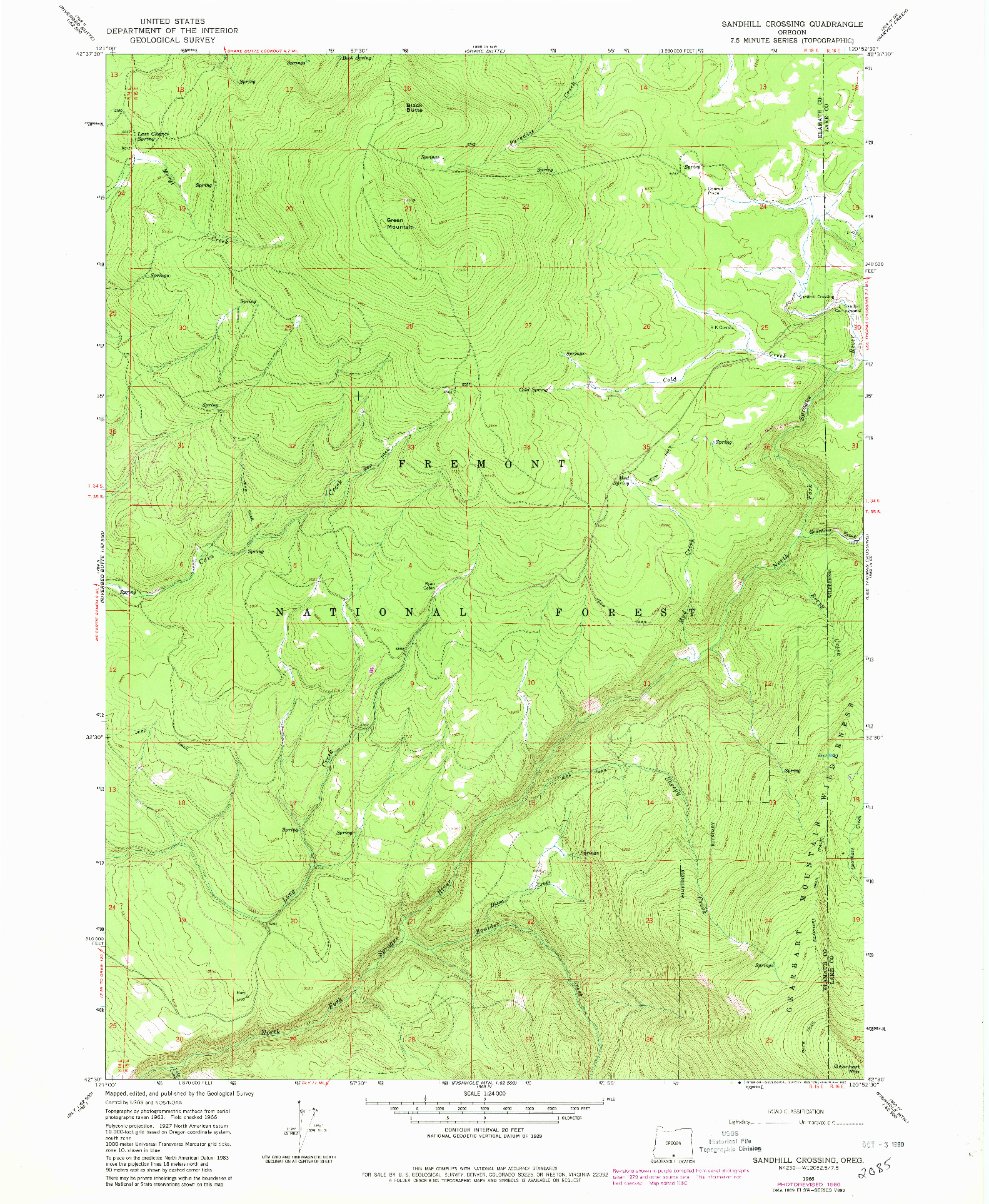 USGS 1:24000-SCALE QUADRANGLE FOR SANDHILL CROSSING, OR 1966