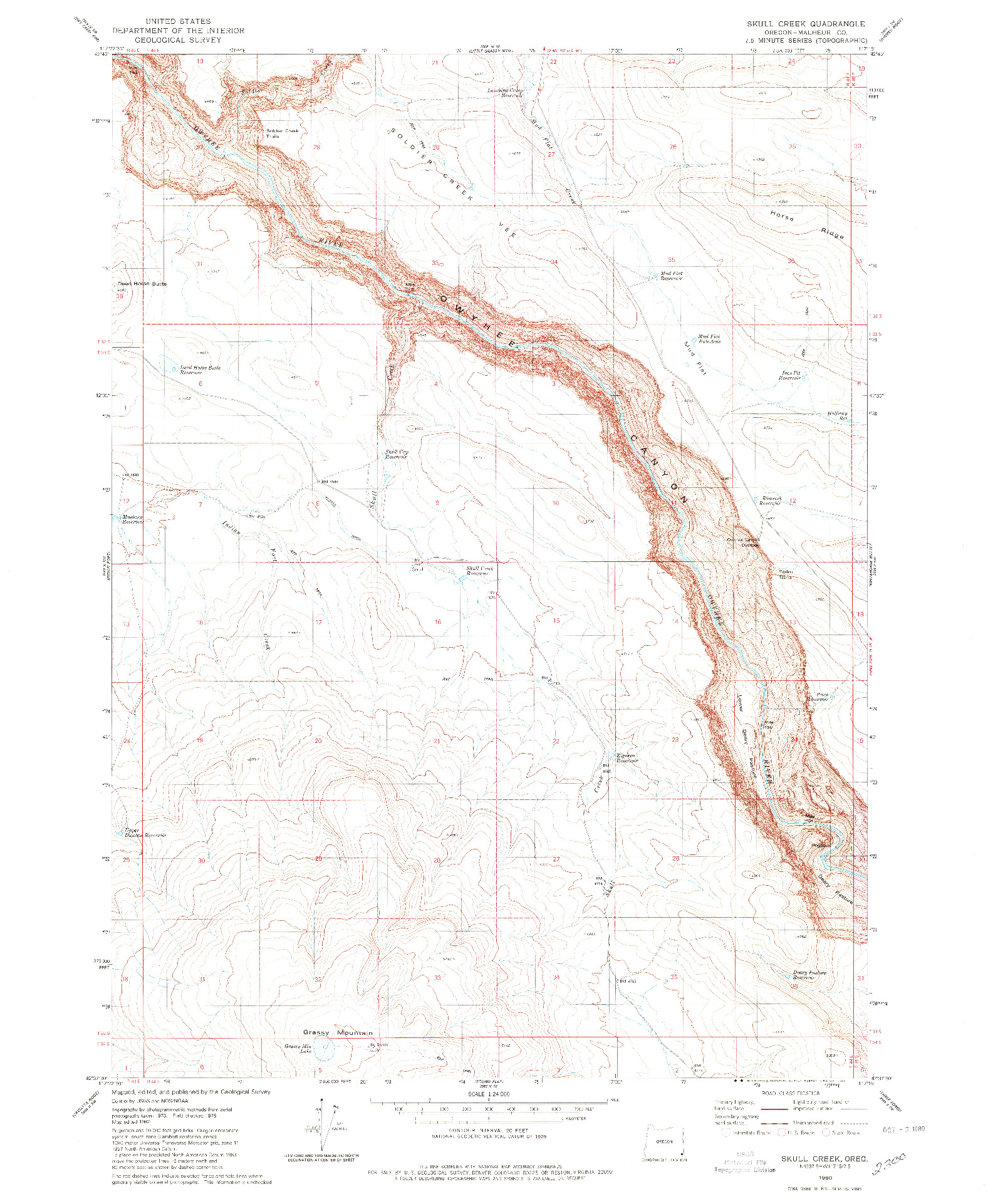 USGS 1:24000-SCALE QUADRANGLE FOR SKULL CREEK, OR 1980