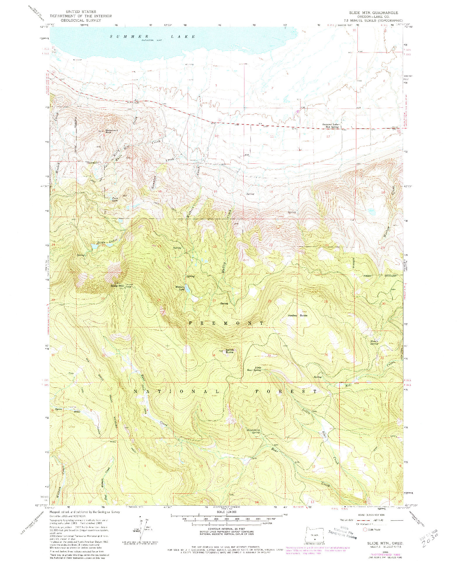 USGS 1:24000-SCALE QUADRANGLE FOR SLIDE MTN, OR 1966