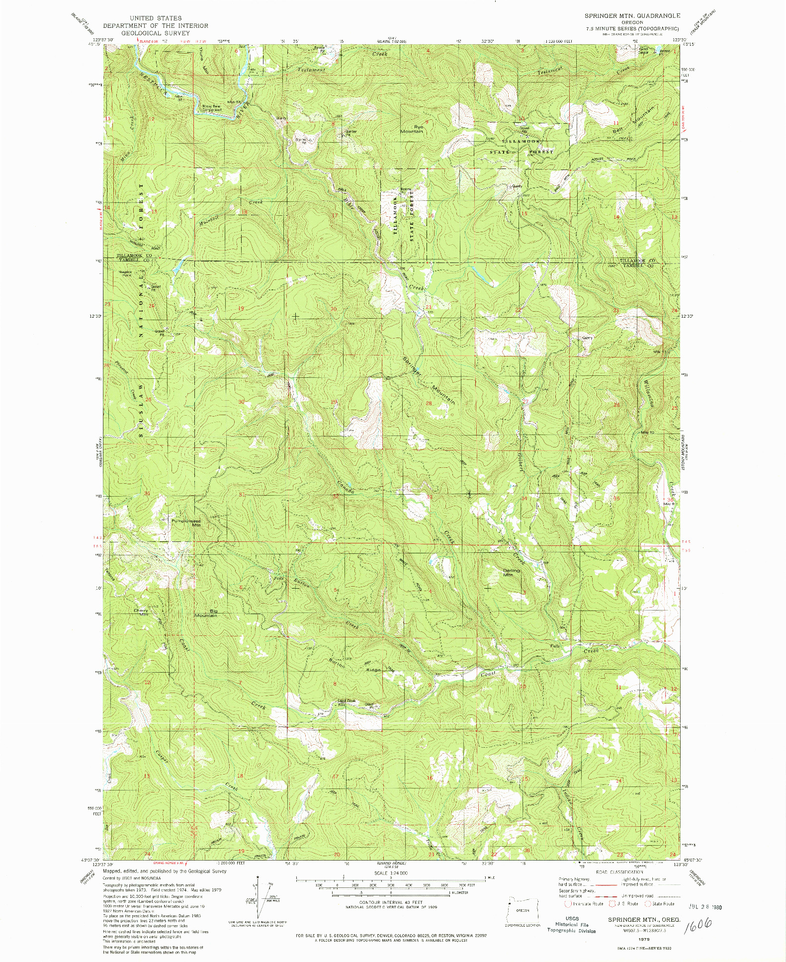 USGS 1:24000-SCALE QUADRANGLE FOR SPRINGER MTN, OR 1979