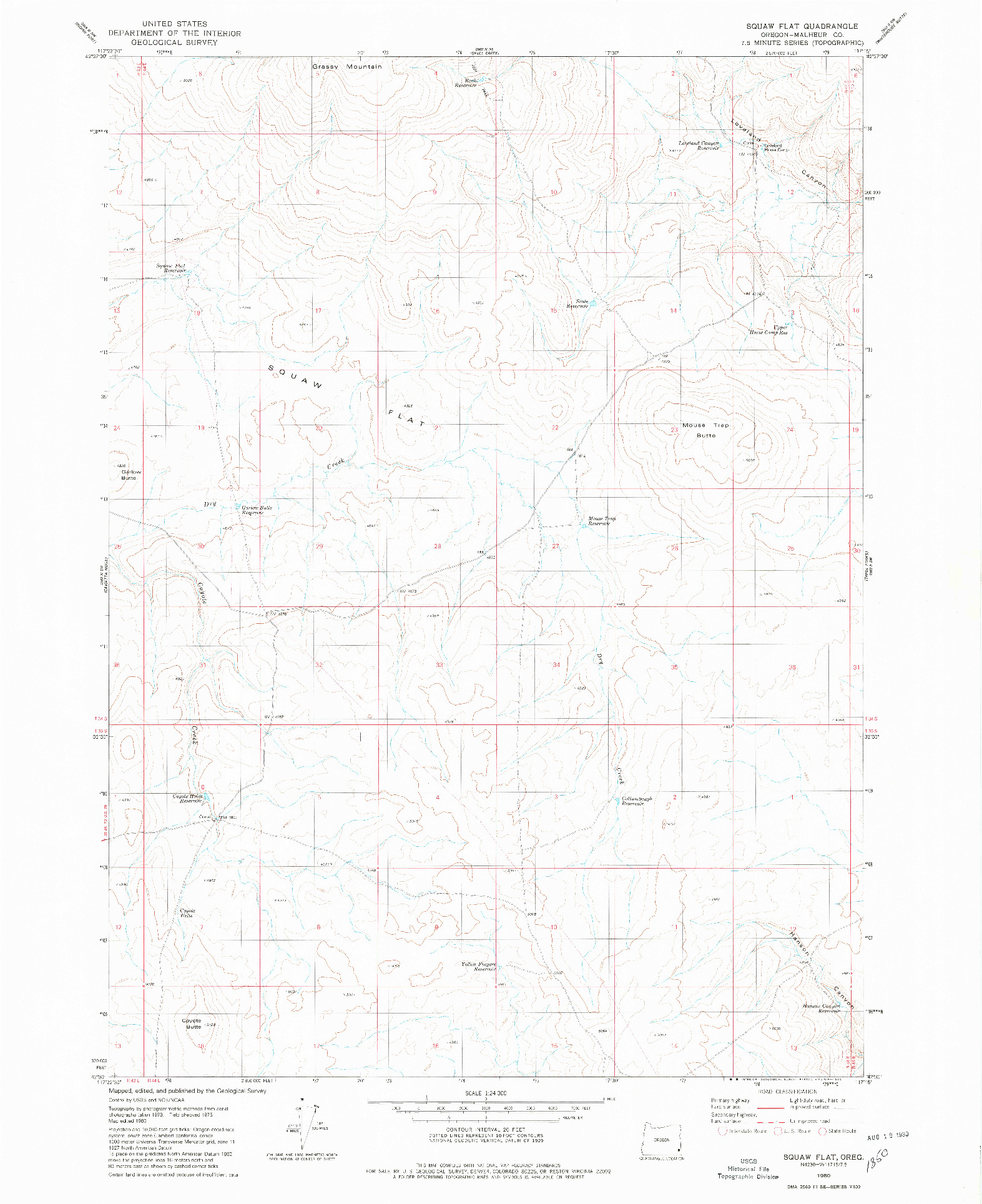USGS 1:24000-SCALE QUADRANGLE FOR SQUAW FLAT, OR 1980
