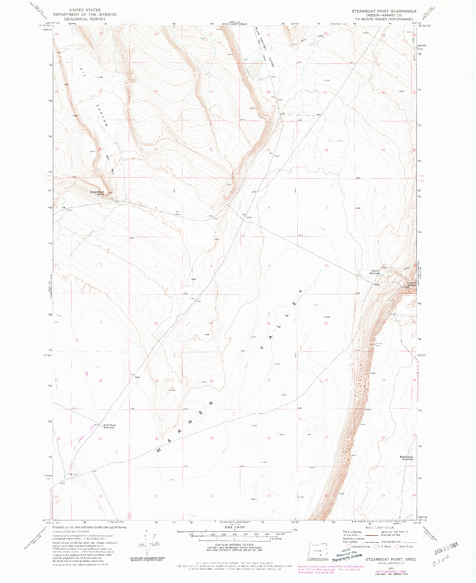 USGS 1:24000-SCALE QUADRANGLE FOR STEAMBOAT POINT, OR 1971