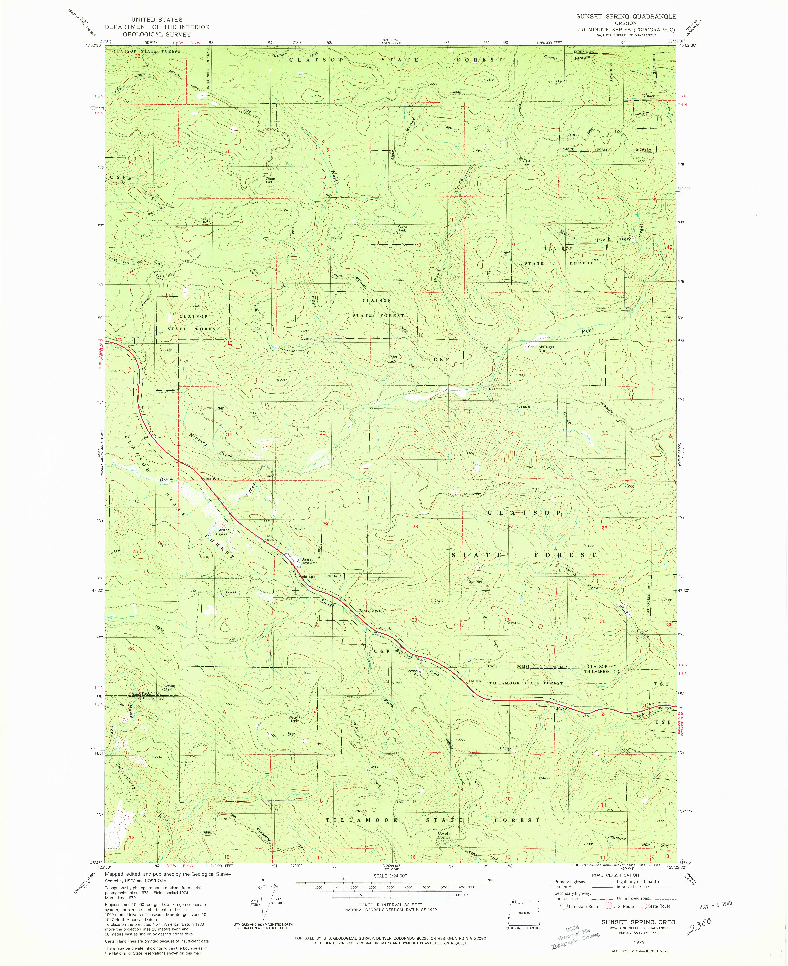 USGS 1:24000-SCALE QUADRANGLE FOR SUNSET SPRING, OR 1979
