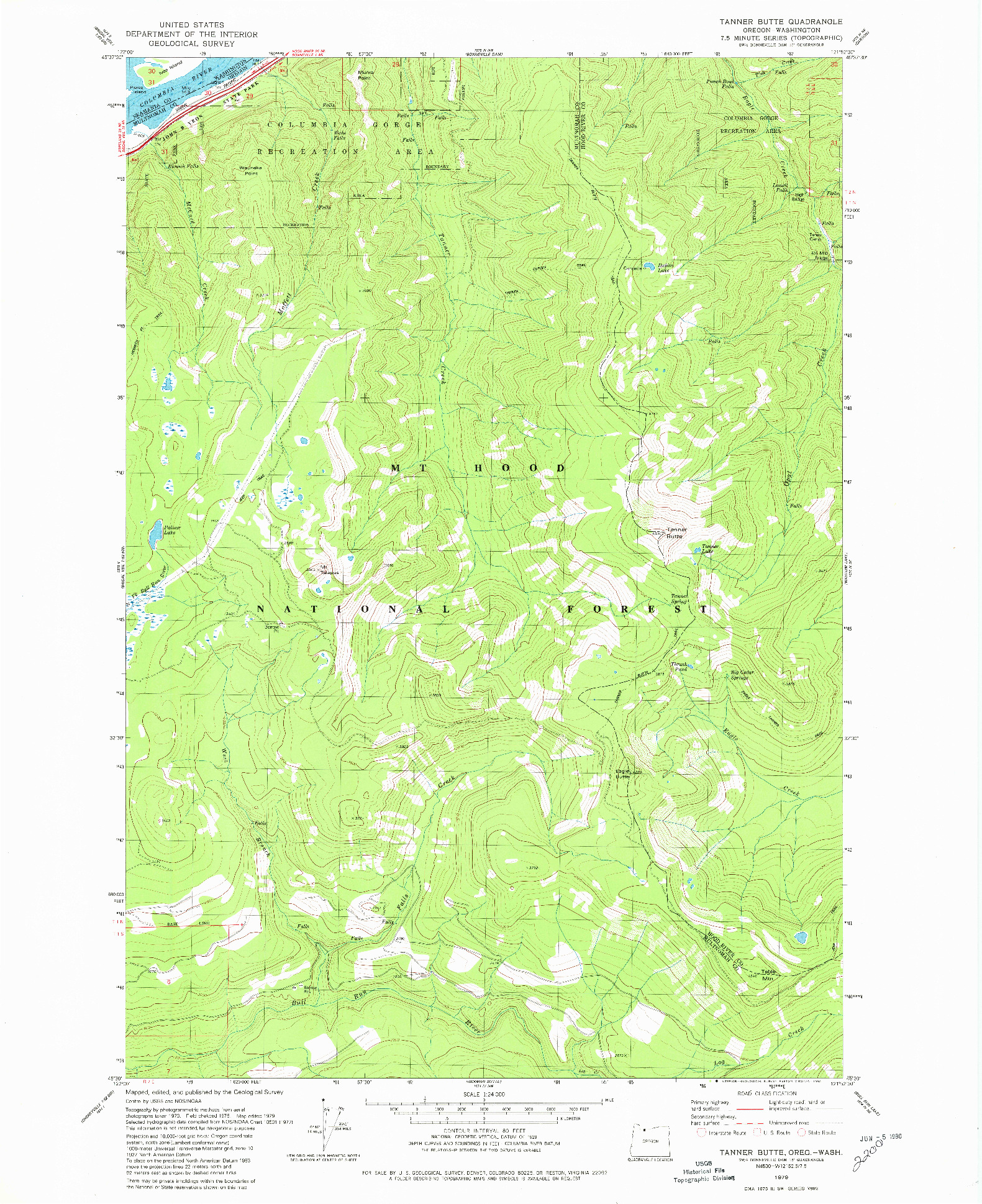USGS 1:24000-SCALE QUADRANGLE FOR TANNER BUTTE, OR 1979