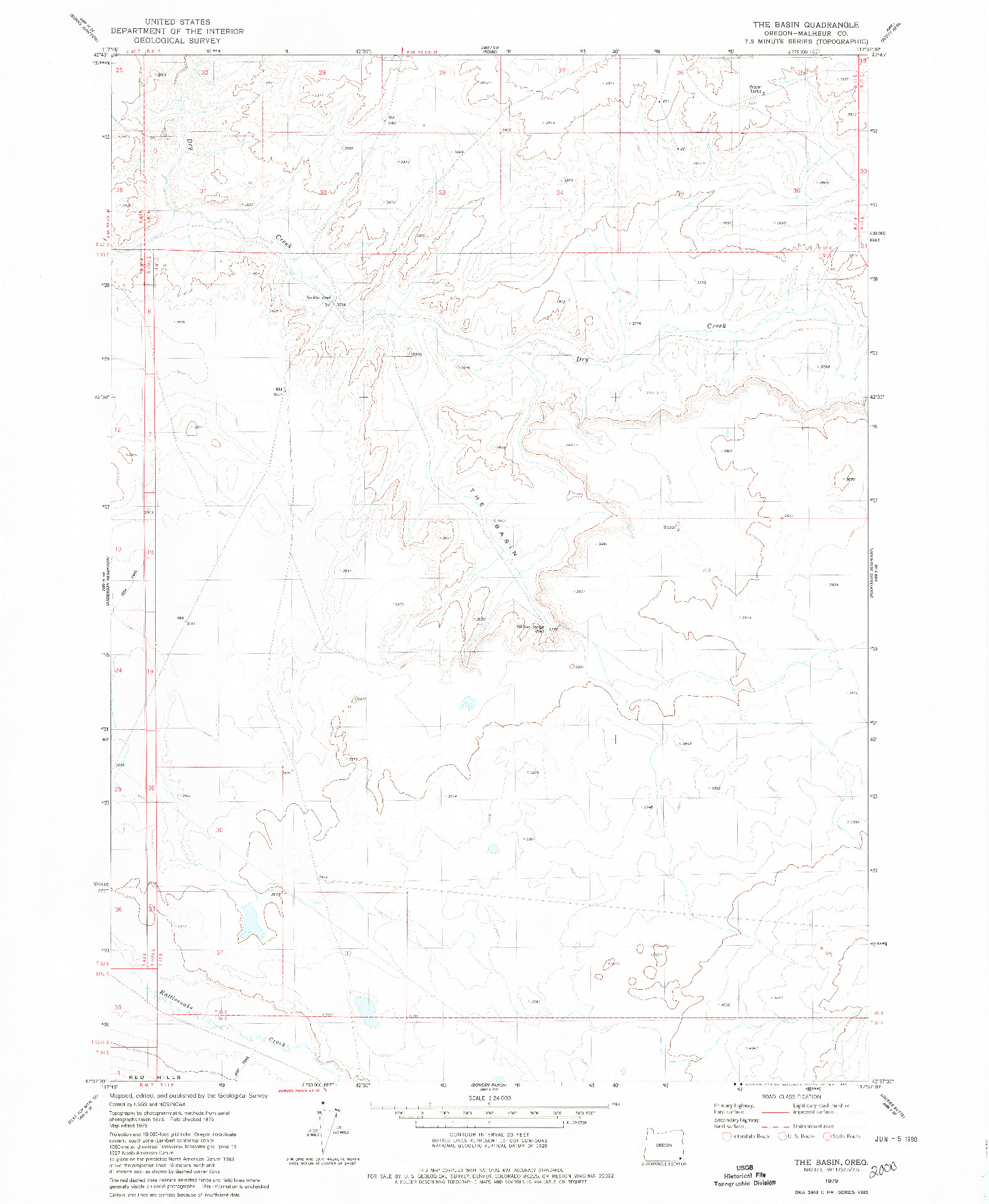 USGS 1:24000-SCALE QUADRANGLE FOR THE BASIN, OR 1979