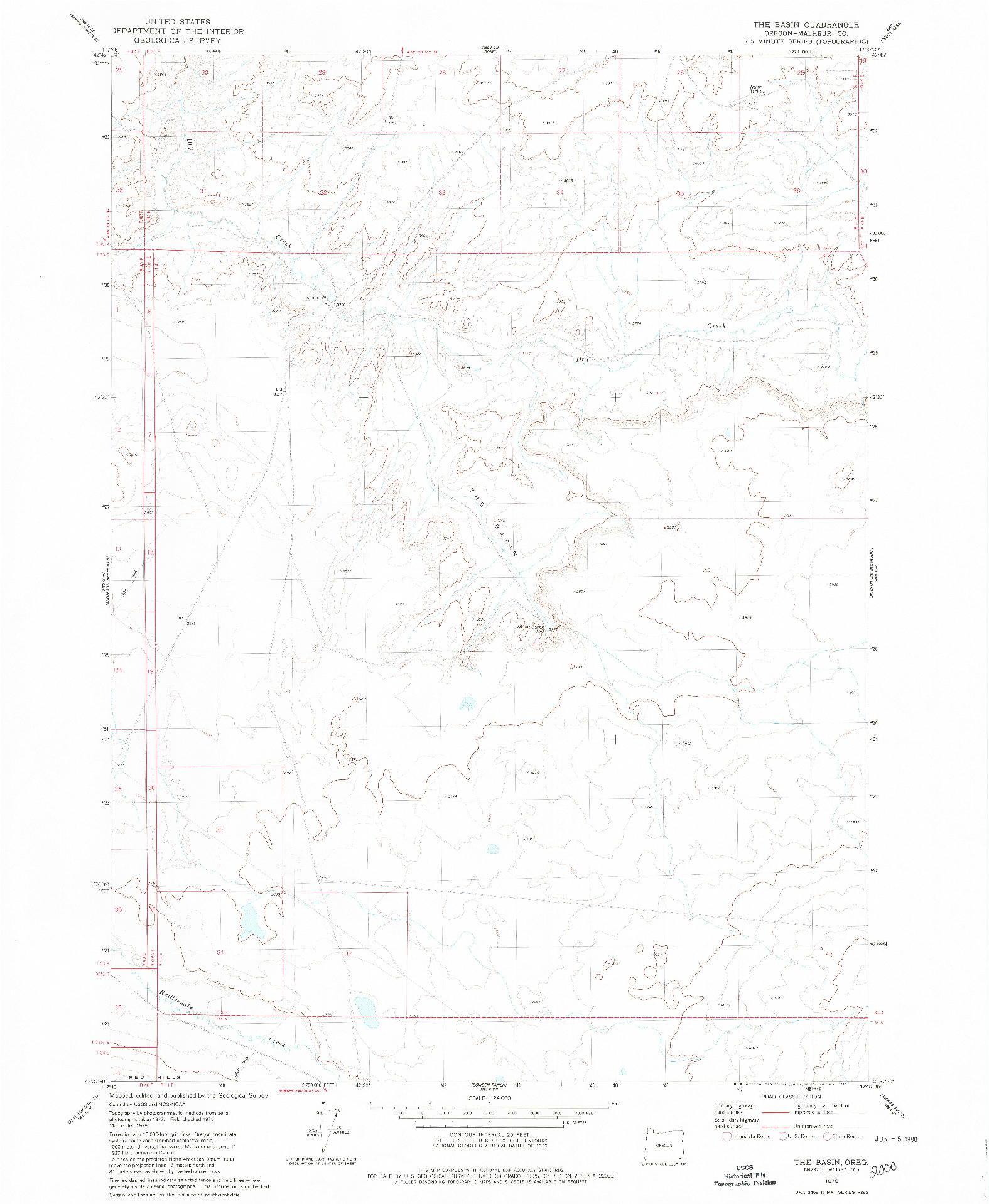 USGS 1:24000-SCALE QUADRANGLE FOR THE BASIN, OR 1979