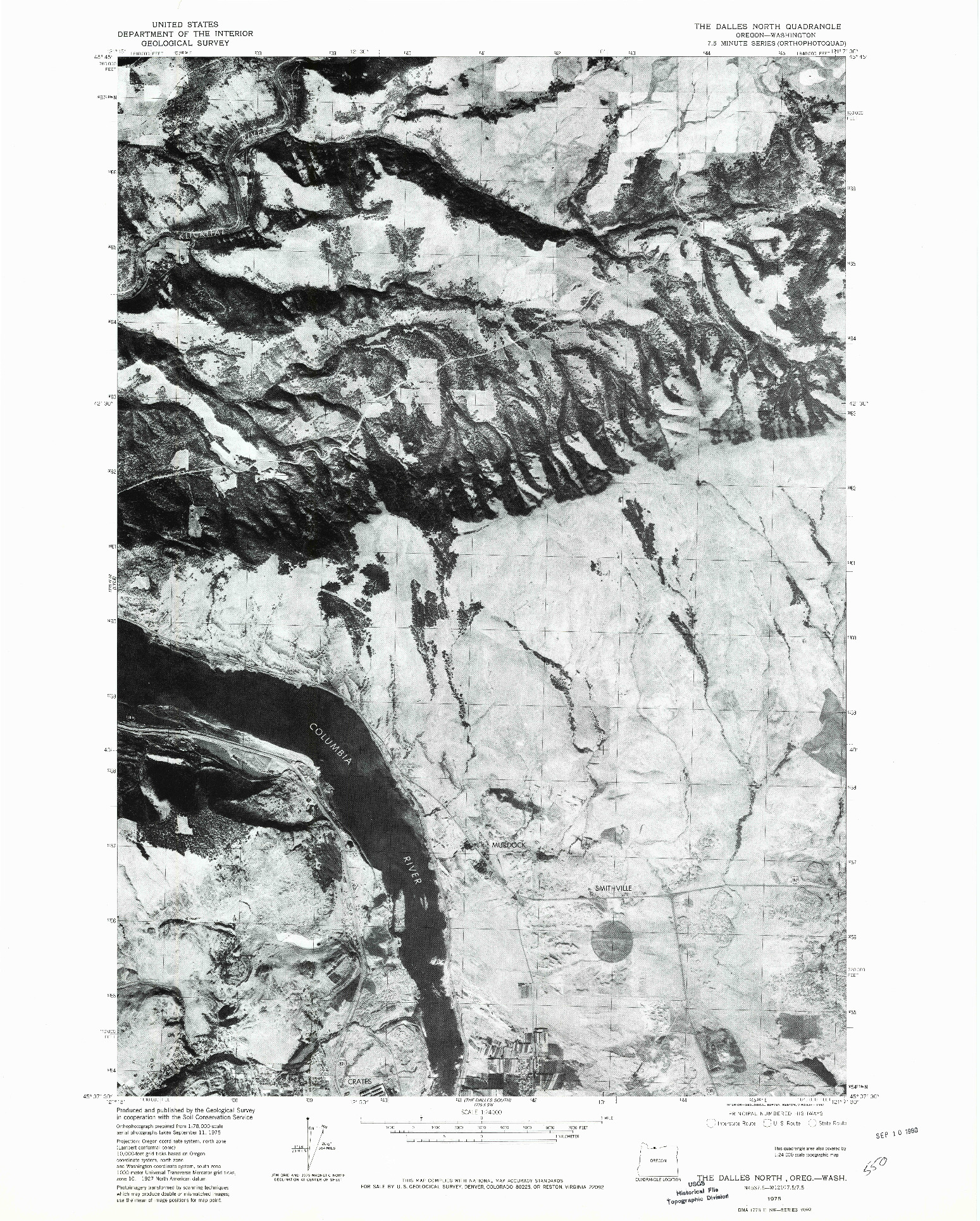 USGS 1:24000-SCALE QUADRANGLE FOR THE DALLES NORTH, OR 1975