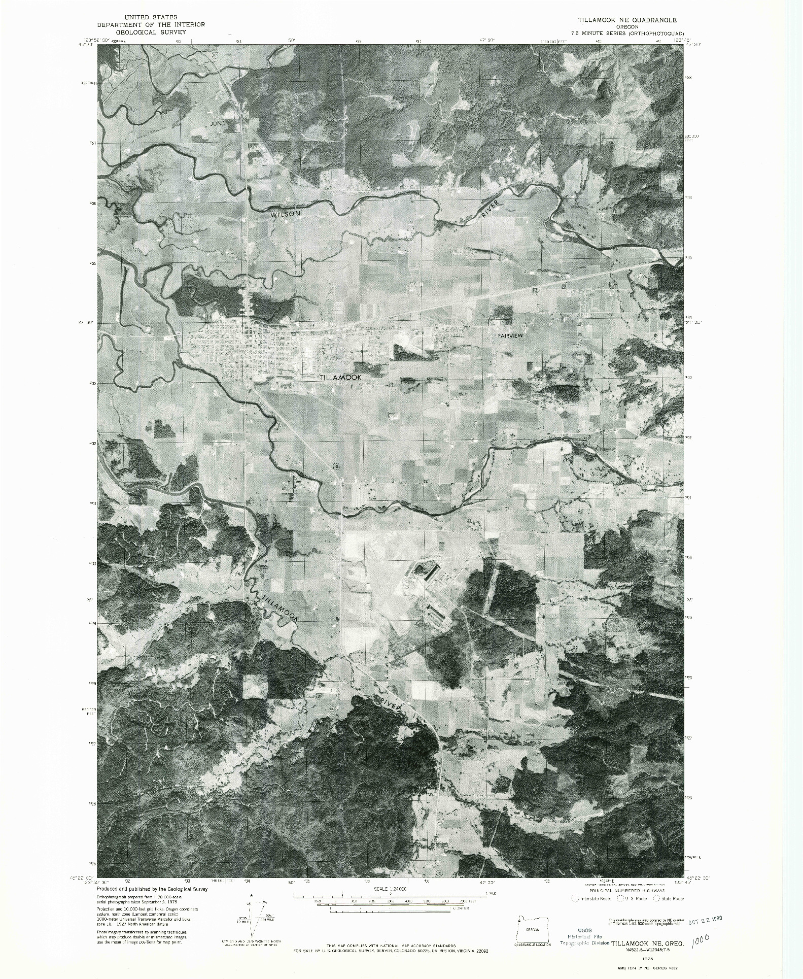 USGS 1:24000-SCALE QUADRANGLE FOR TILLAMOOK NE, OR 1975