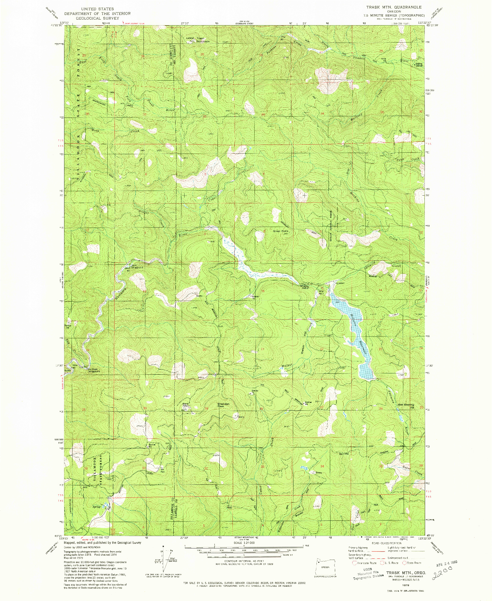 USGS 1:24000-SCALE QUADRANGLE FOR TRASK MTN, OR 1979