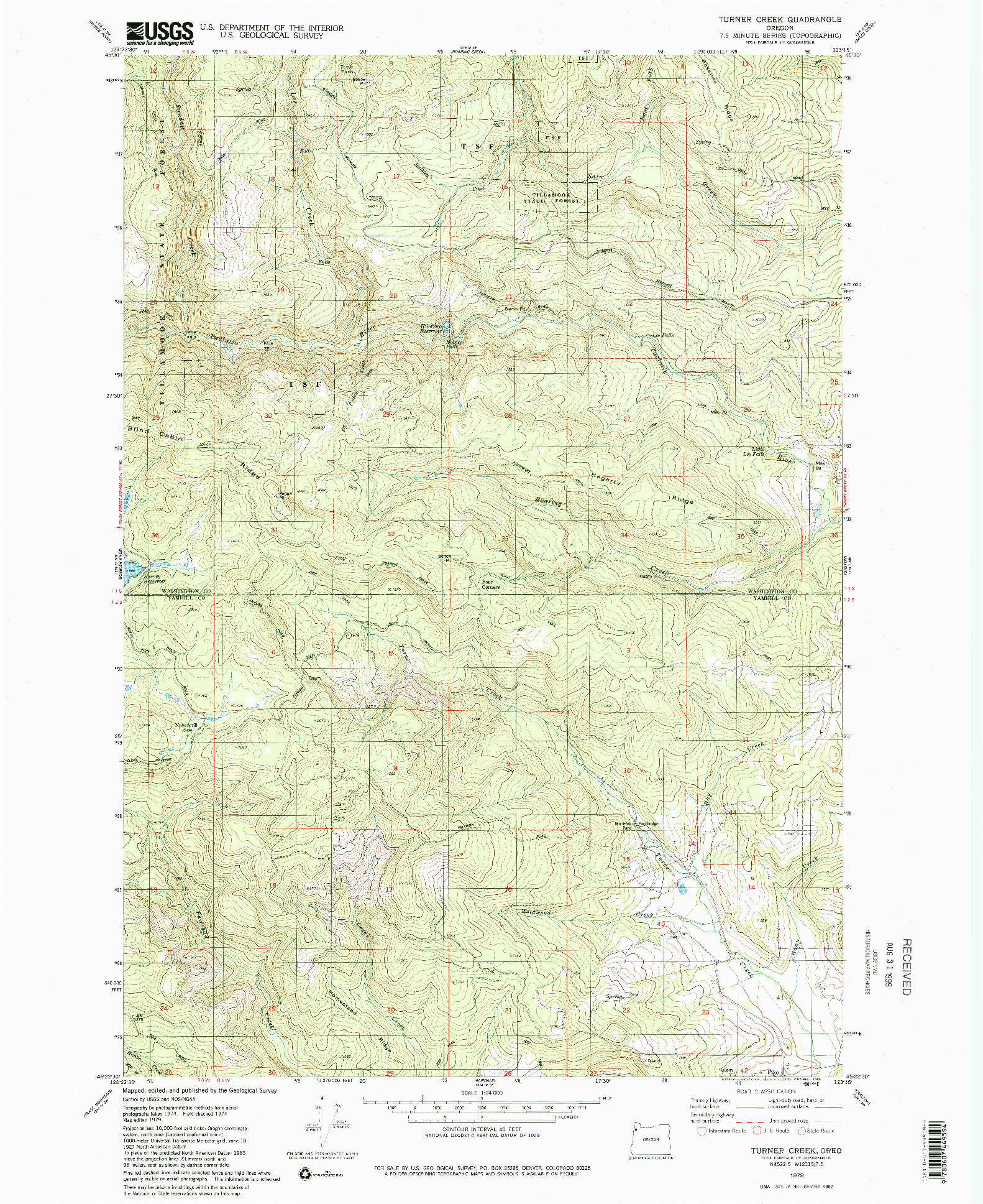 USGS 1:24000-SCALE QUADRANGLE FOR TURNER CREEK, OR 1979