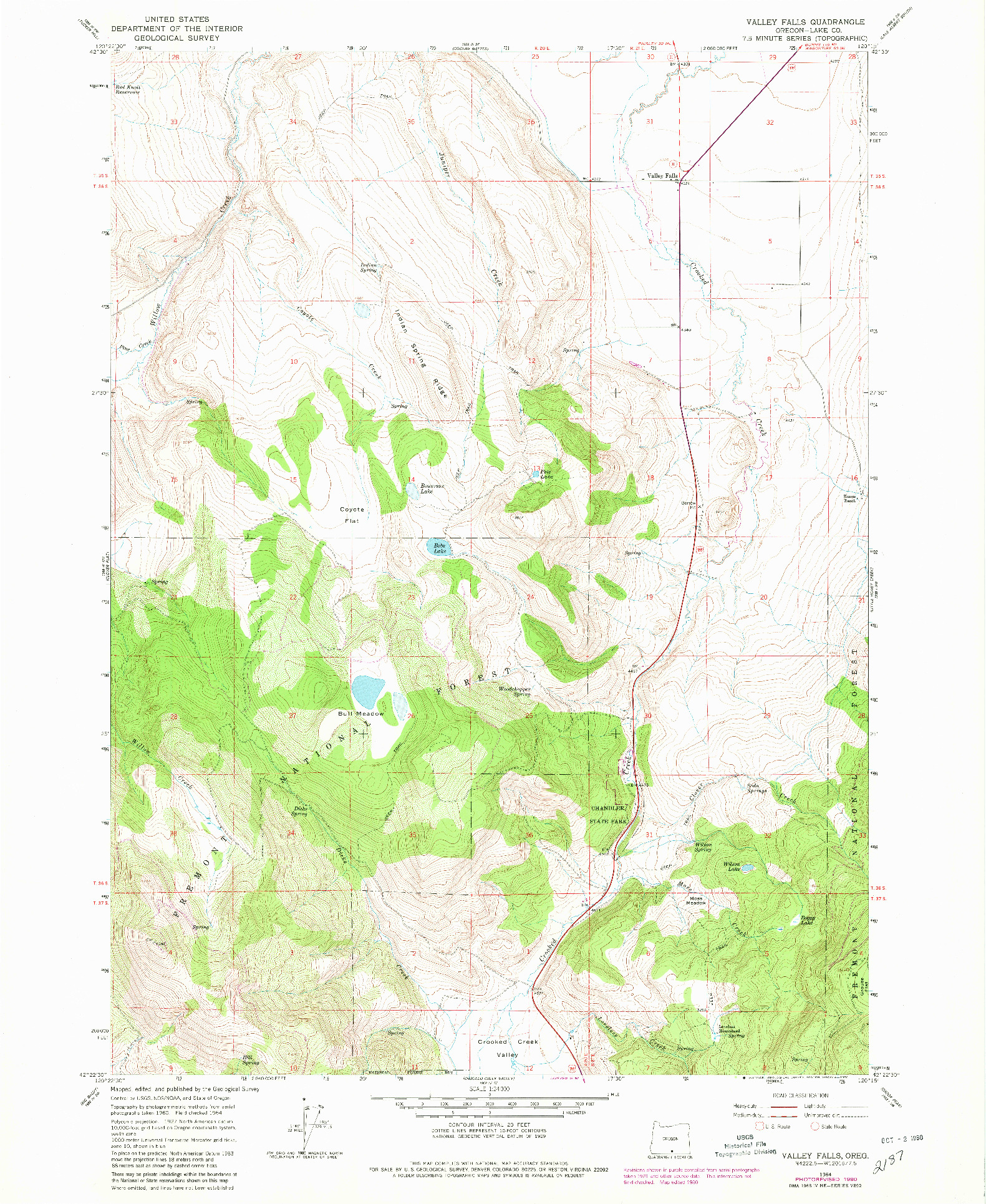 USGS 1:24000-SCALE QUADRANGLE FOR VALLEY FALLS, OR 1964
