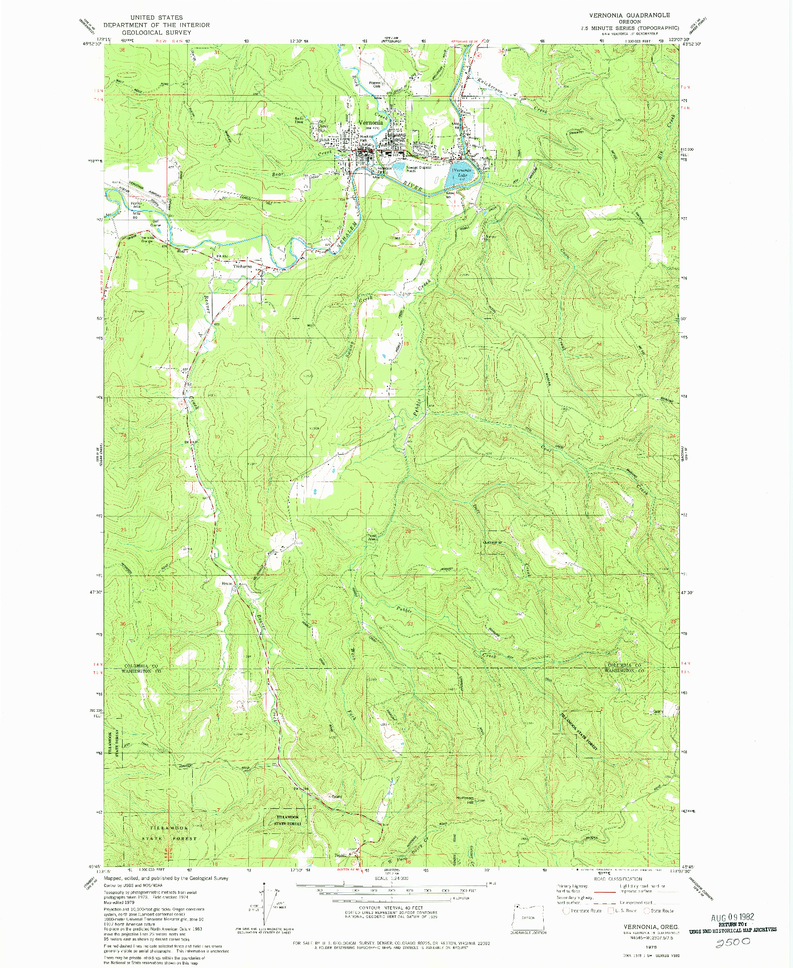 USGS 1:24000-SCALE QUADRANGLE FOR VERNONIA, OR 1979