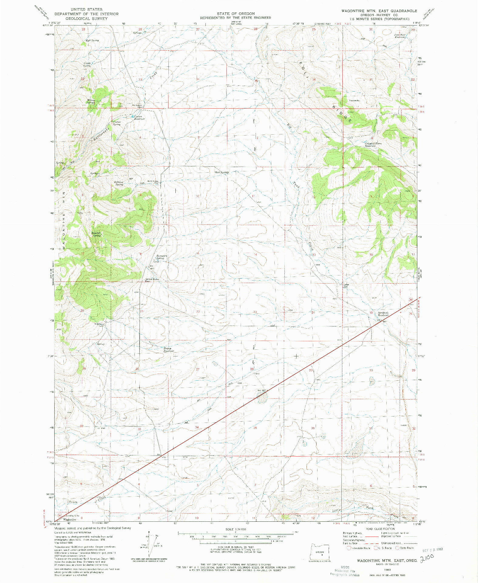 USGS 1:24000-SCALE QUADRANGLE FOR WAGONTIRE MTN EAST, OR 1980