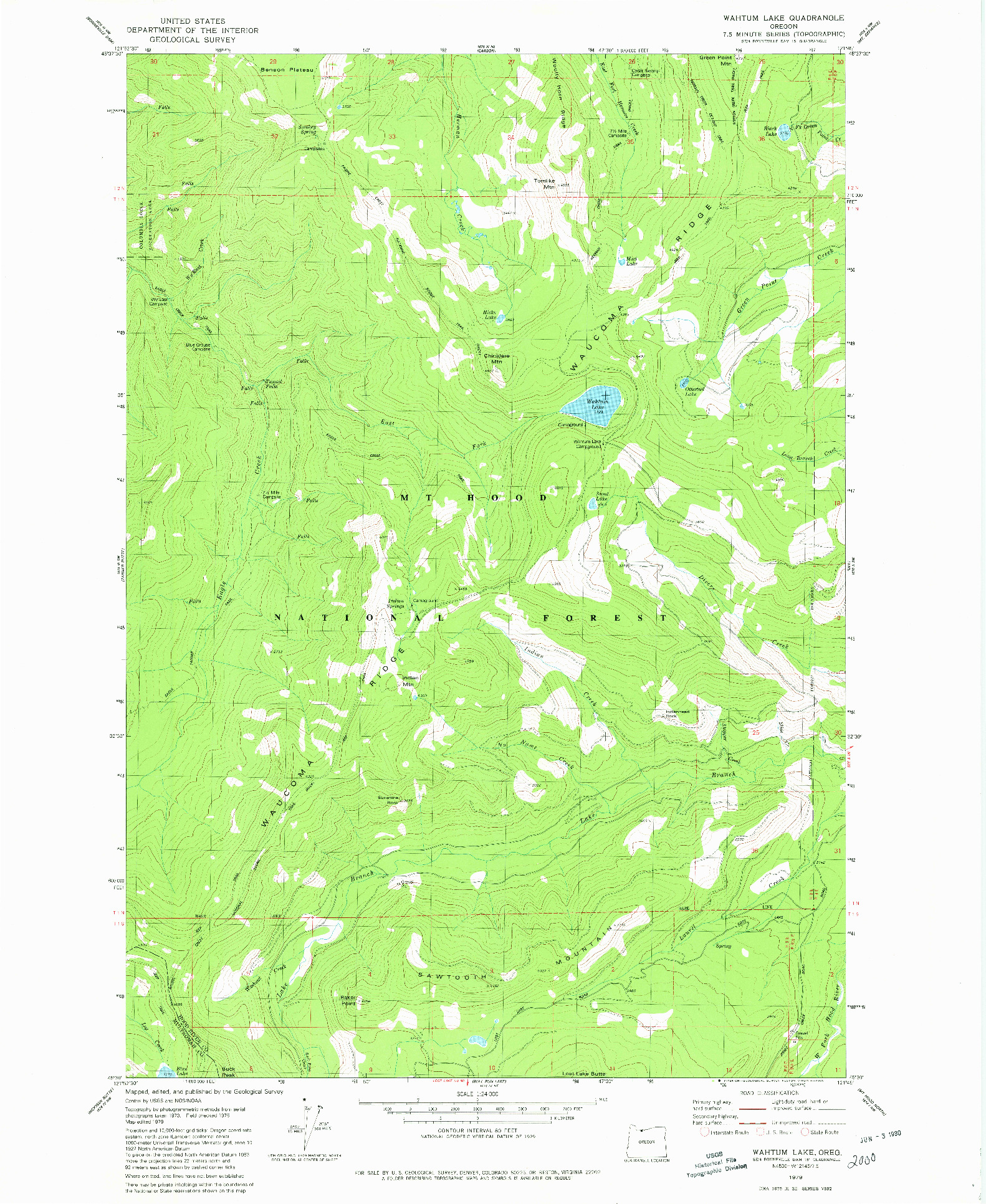 USGS 1:24000-SCALE QUADRANGLE FOR WAHTUM LAKE, OR 1979
