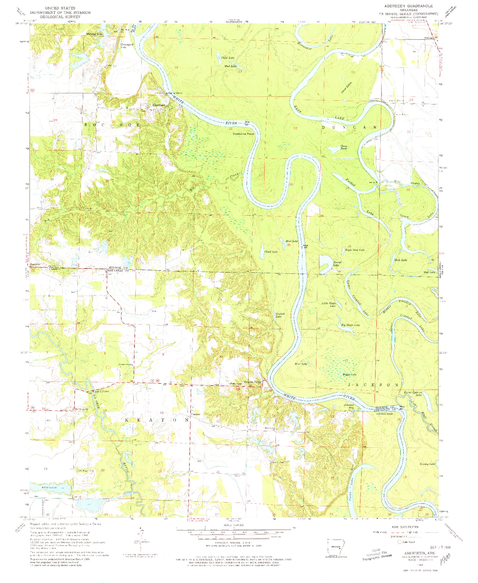 USGS 1:24000-SCALE QUADRANGLE FOR ABERDEEN, AR 1968
