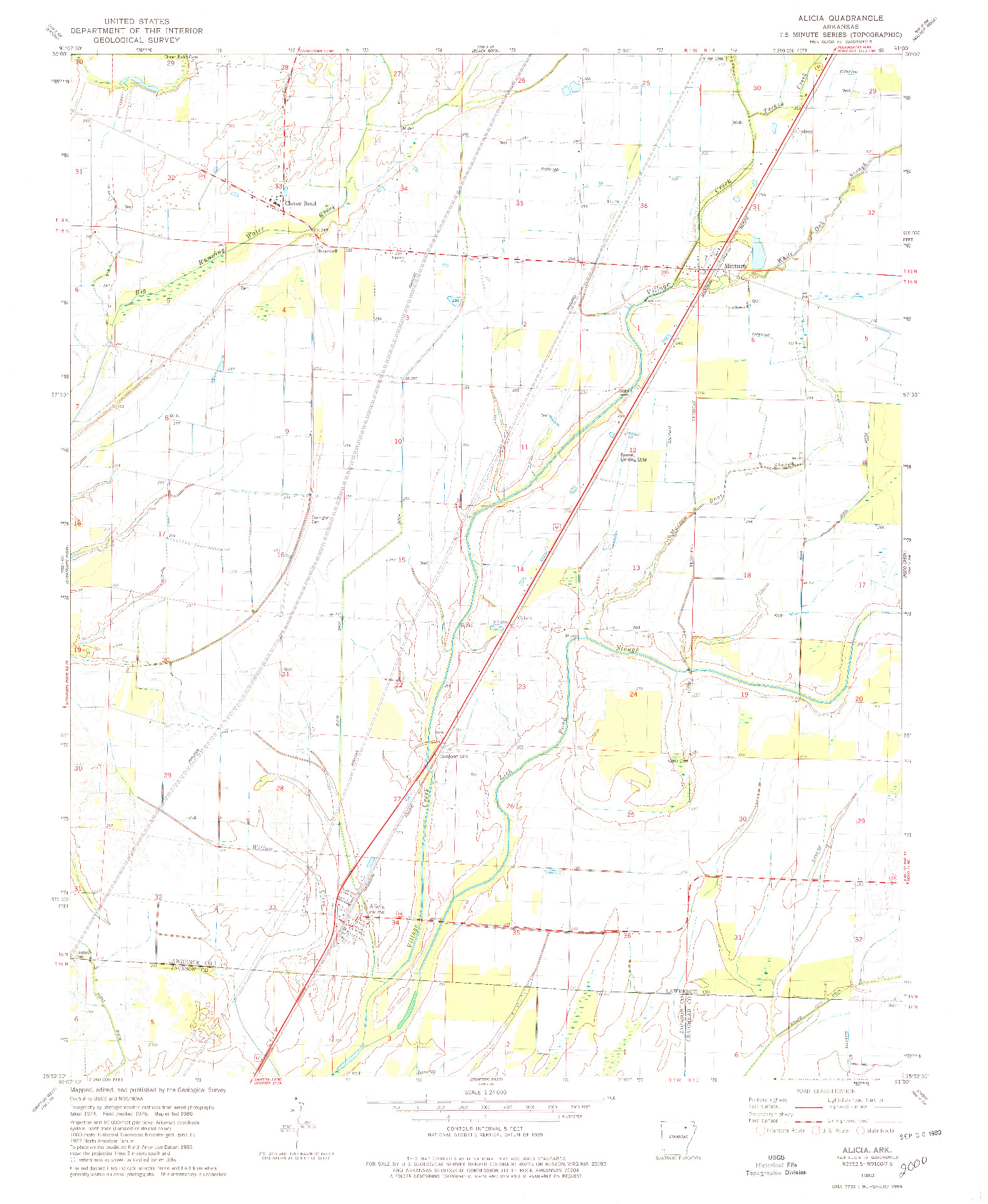 USGS 1:24000-SCALE QUADRANGLE FOR ALICIA, AR 1980