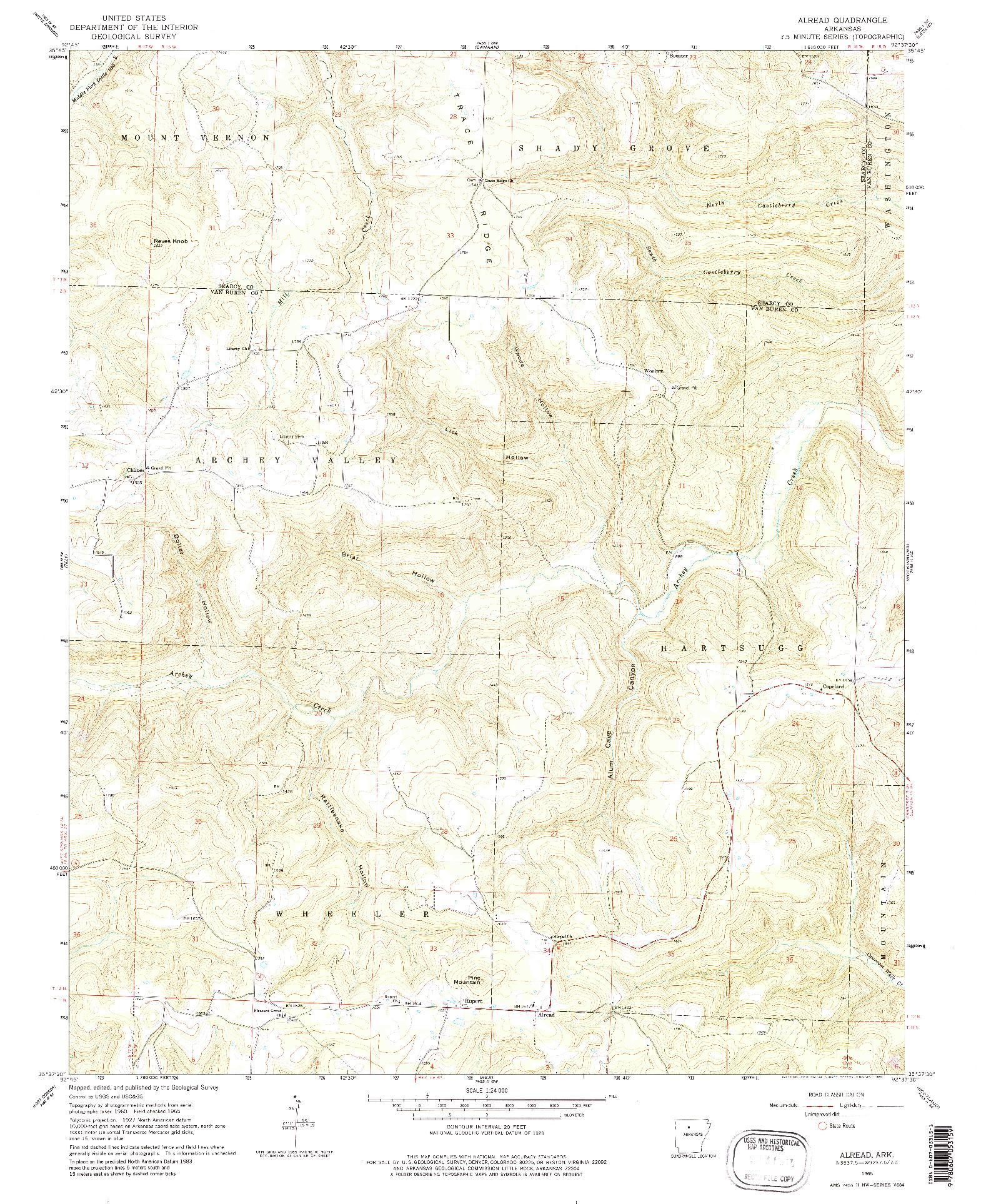 USGS 1:24000-SCALE QUADRANGLE FOR ALREAD, AR 1965