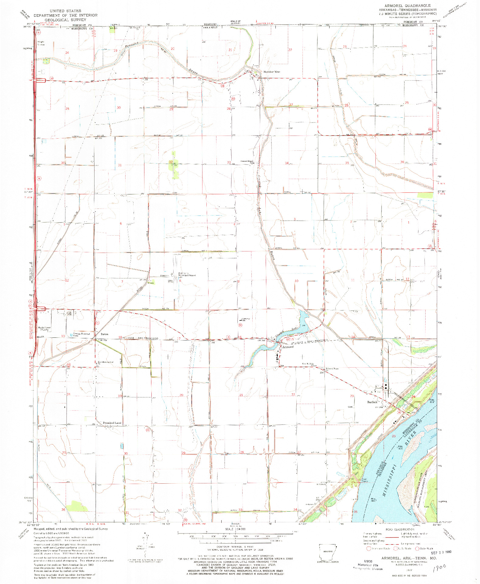 USGS 1:24000-SCALE QUADRANGLE FOR ARMOREL, AR 1972