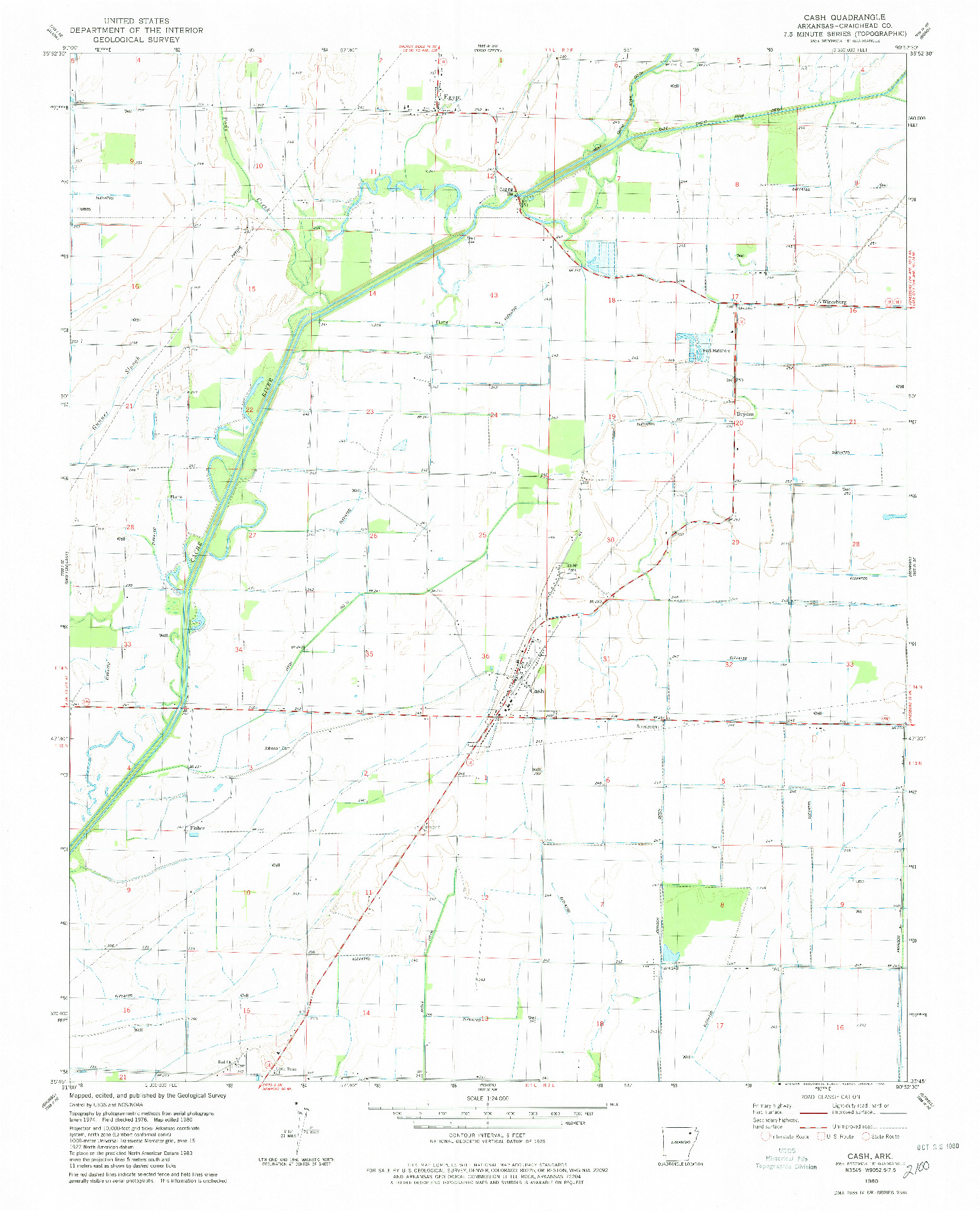 USGS 1:24000-SCALE QUADRANGLE FOR CASH, AR 1980