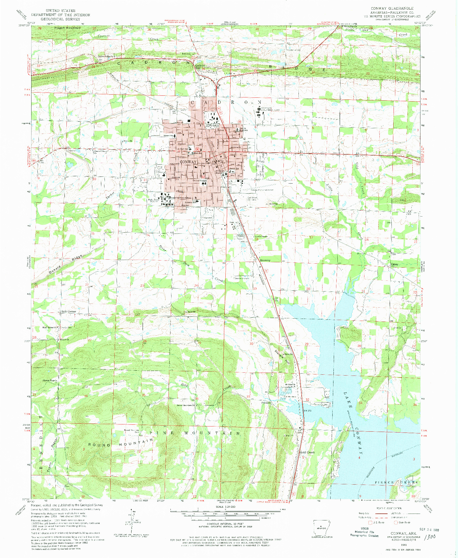 USGS 1:24000-SCALE QUADRANGLE FOR CONWAY, AR 1961