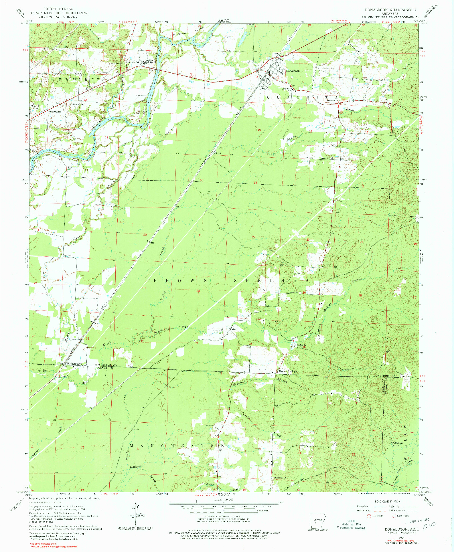 USGS 1:24000-SCALE QUADRANGLE FOR DONALDSON, AR 1964