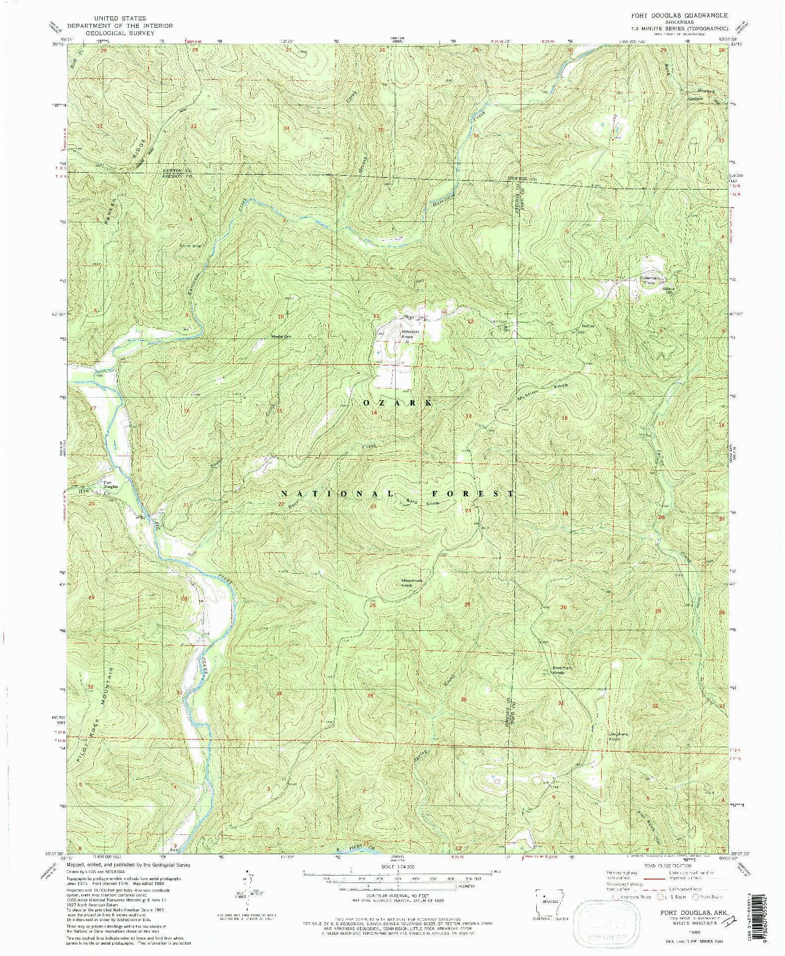 USGS 1:24000-SCALE QUADRANGLE FOR FORT DOUGLAS, AR 1980