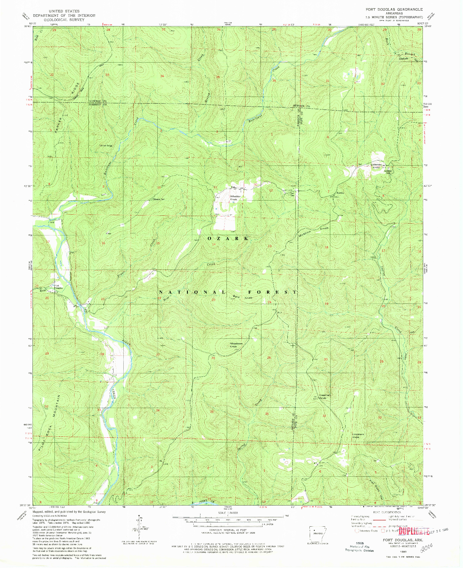 USGS 1:24000-SCALE QUADRANGLE FOR FORT DOUGLAS, AR 1980