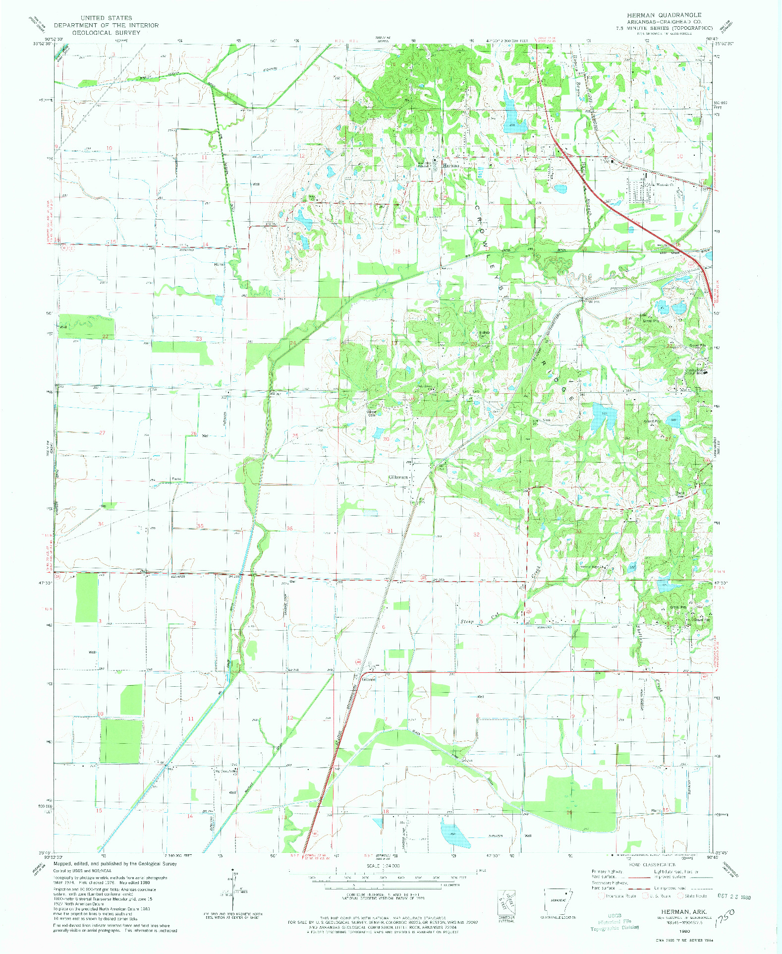 USGS 1:24000-SCALE QUADRANGLE FOR HERMAN, AR 1980