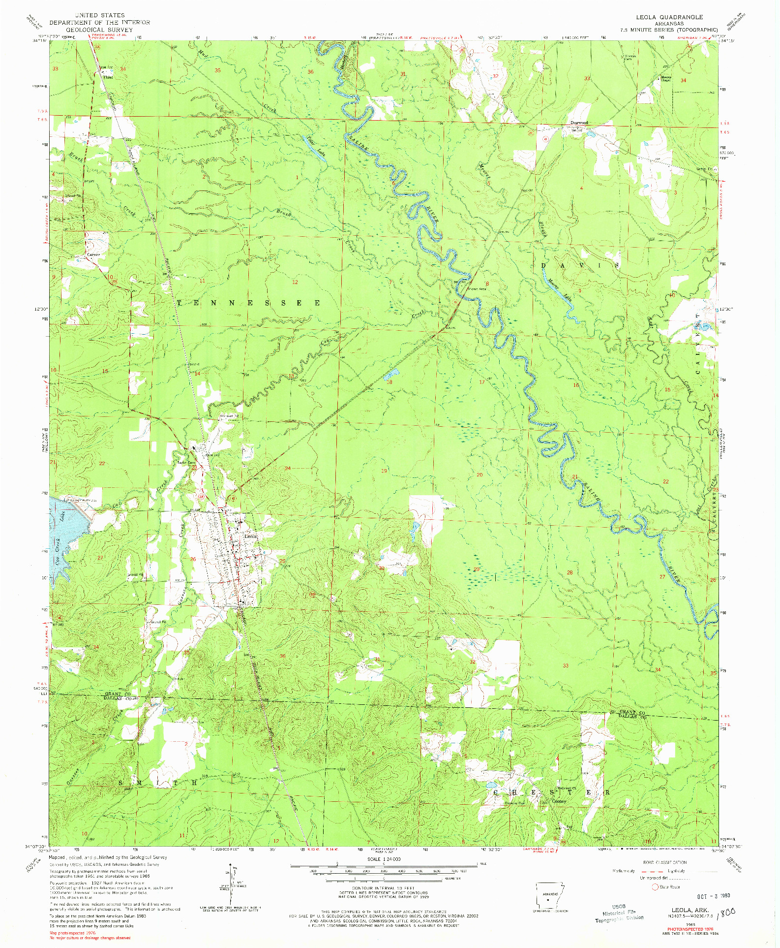 USGS 1:24000-SCALE QUADRANGLE FOR LEOLA, AR 1965