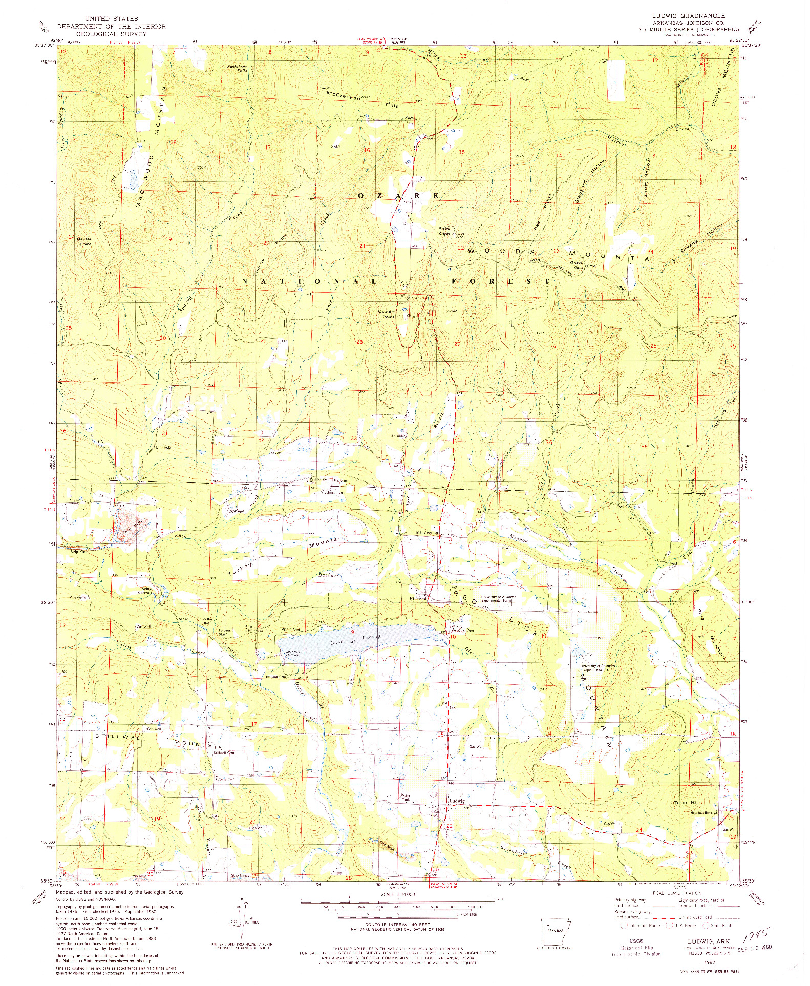 USGS 1:24000-SCALE QUADRANGLE FOR LUDWIG, AR 1980