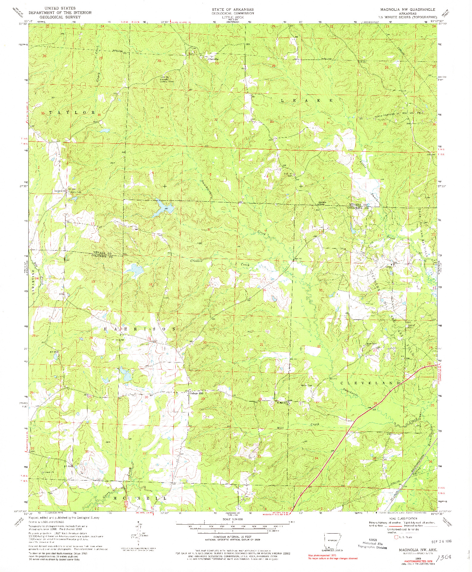 USGS 1:24000-SCALE QUADRANGLE FOR MAGNOLIA NW, AR 1969