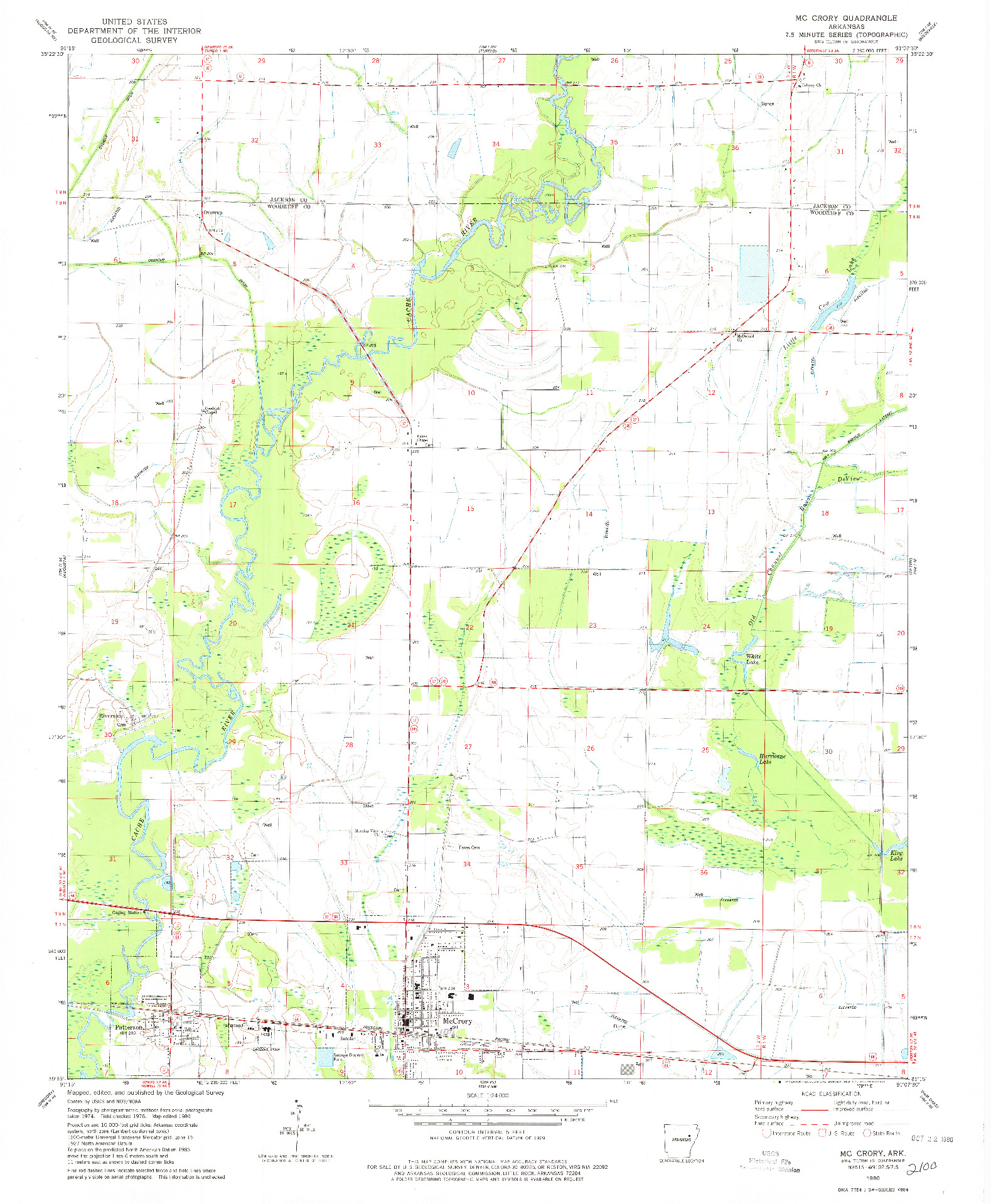 USGS 1:24000-SCALE QUADRANGLE FOR MC CRORY, AR 1980