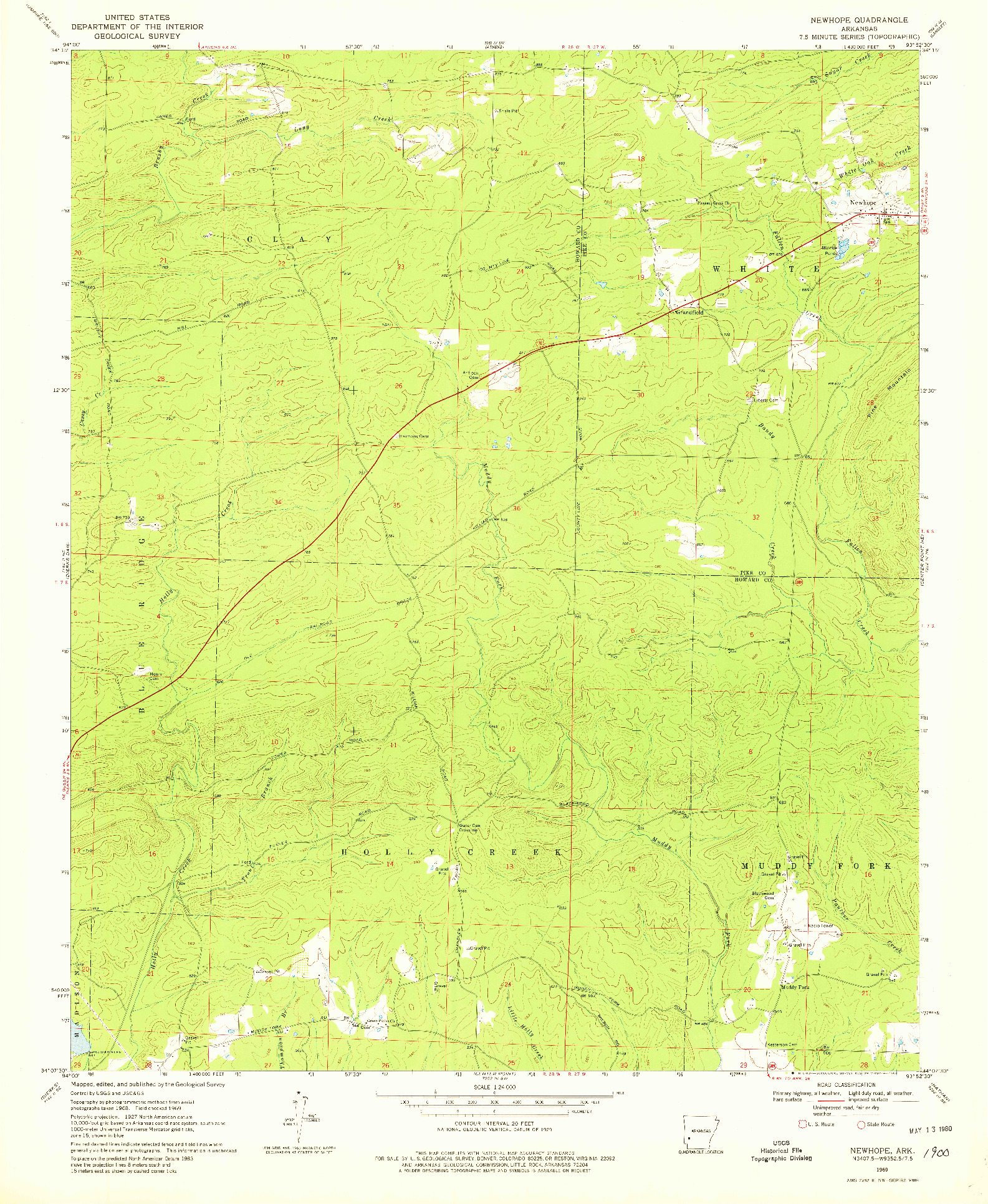 USGS 1:24000-SCALE QUADRANGLE FOR NEWHOPE, AR 1969