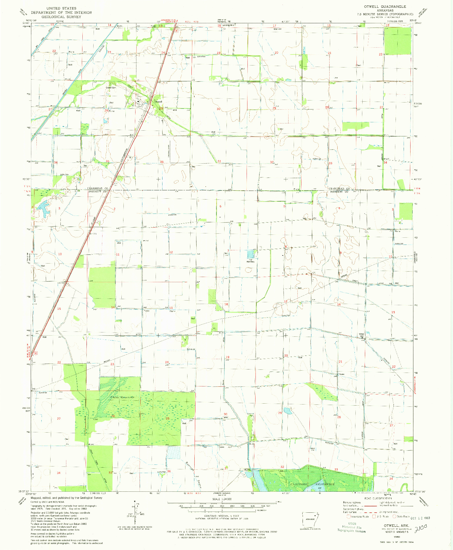 USGS 1:24000-SCALE QUADRANGLE FOR OTWELL, AR 1980