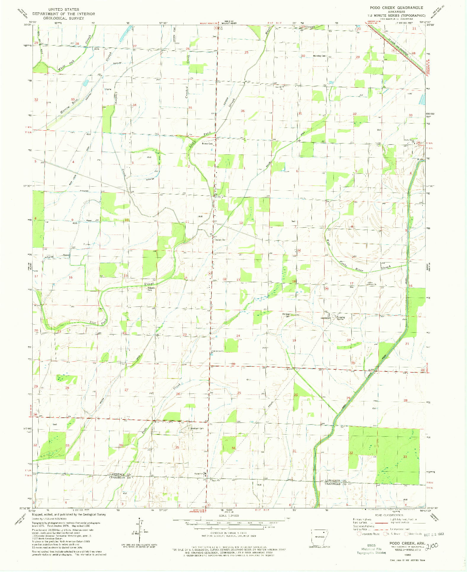 USGS 1:24000-SCALE QUADRANGLE FOR PODO CREEK, AR 1980