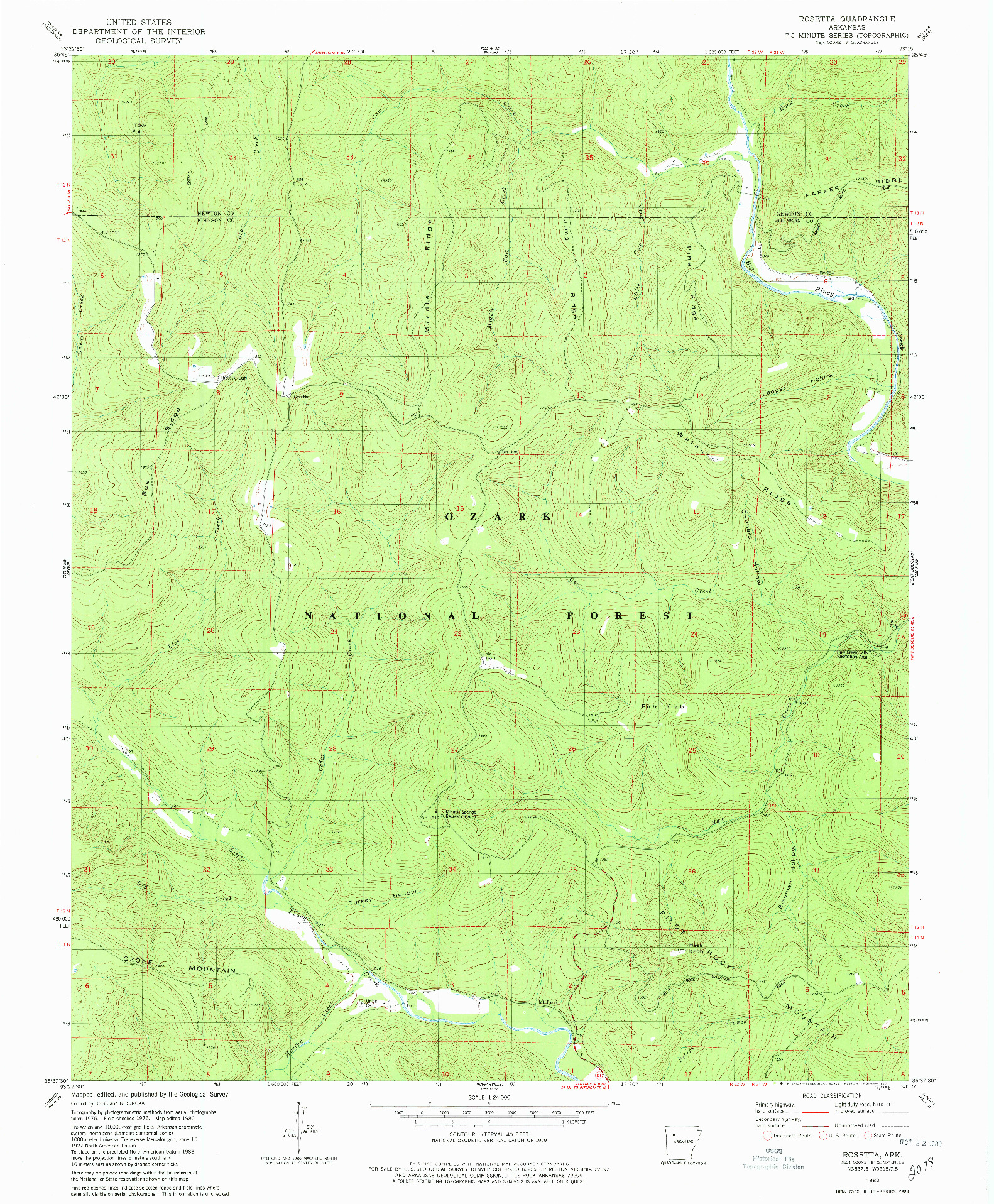 USGS 1:24000-SCALE QUADRANGLE FOR ROSETTA, AR 1980