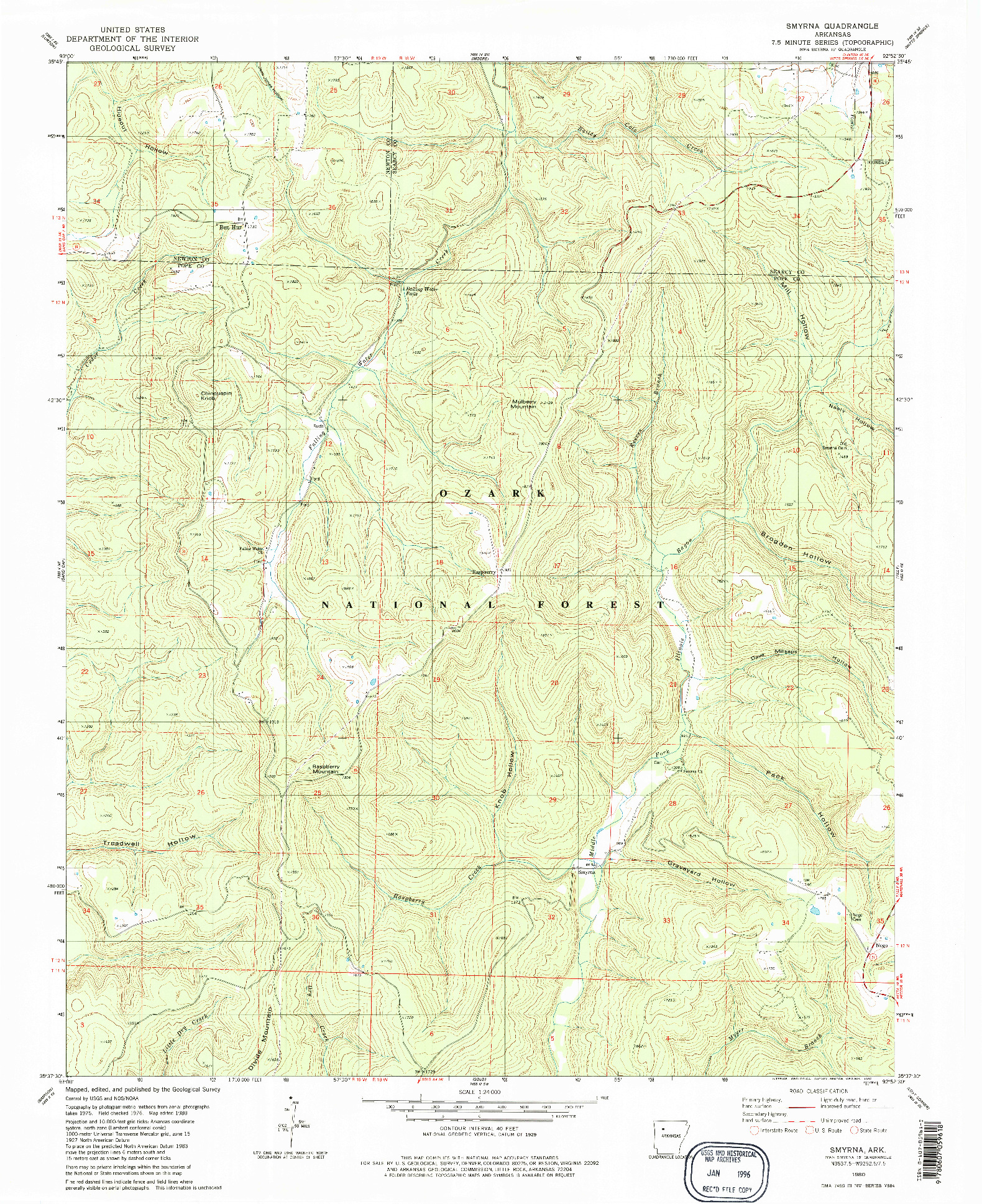 USGS 1:24000-SCALE QUADRANGLE FOR SMYRNA, AR 1980