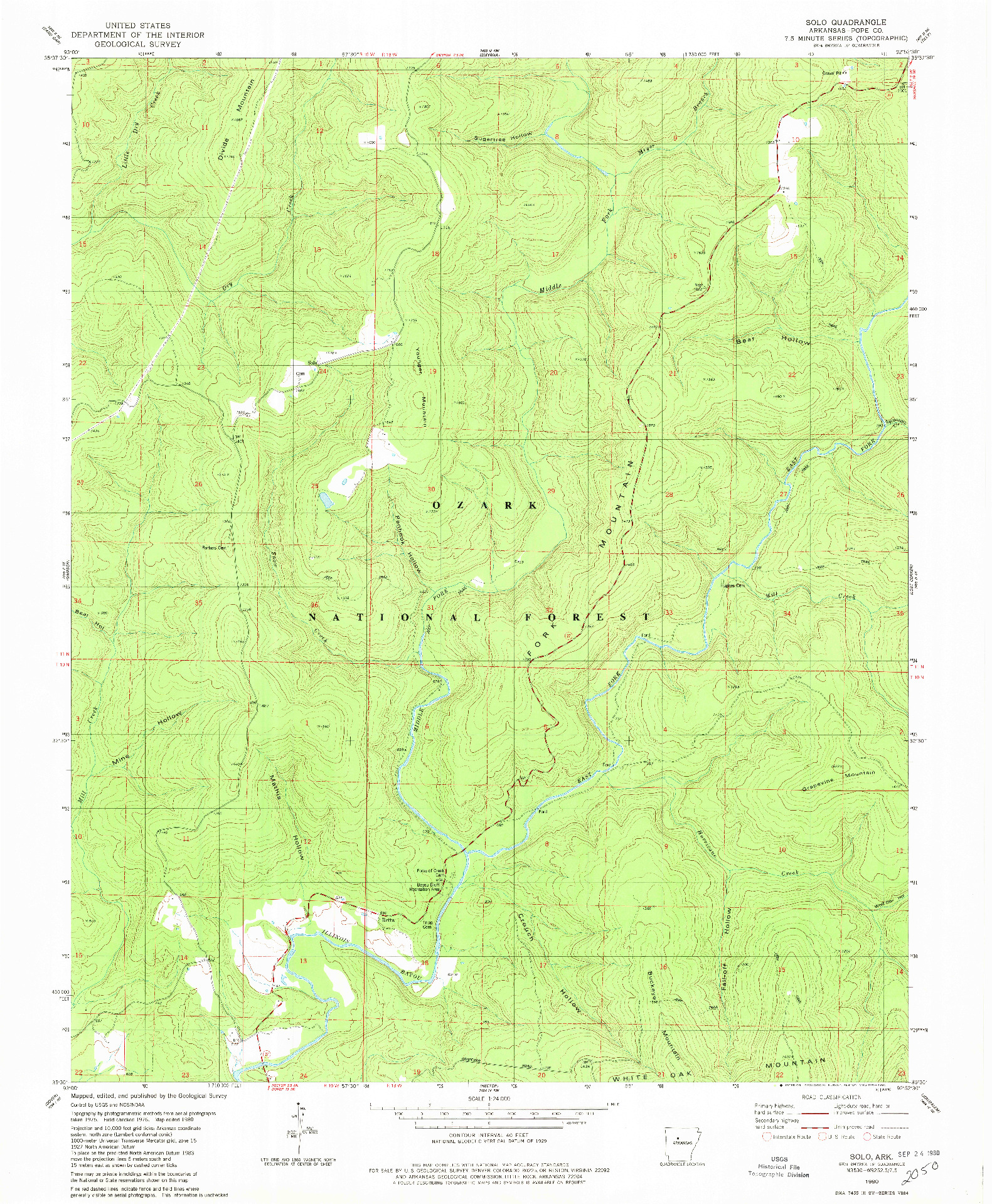USGS 1:24000-SCALE QUADRANGLE FOR SOLO, AR 1980
