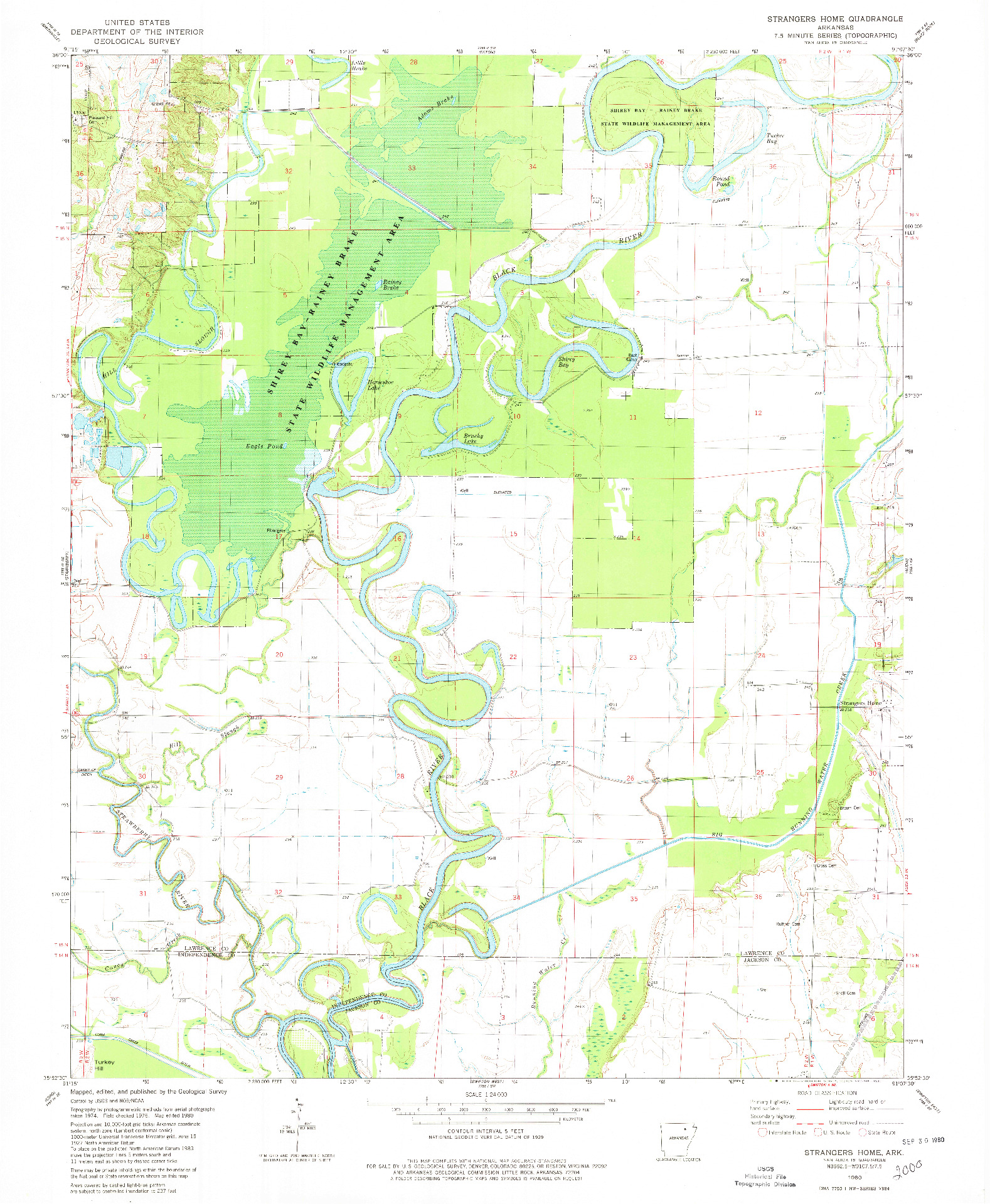 USGS 1:24000-SCALE QUADRANGLE FOR STRANGERS HOME, AR 1980