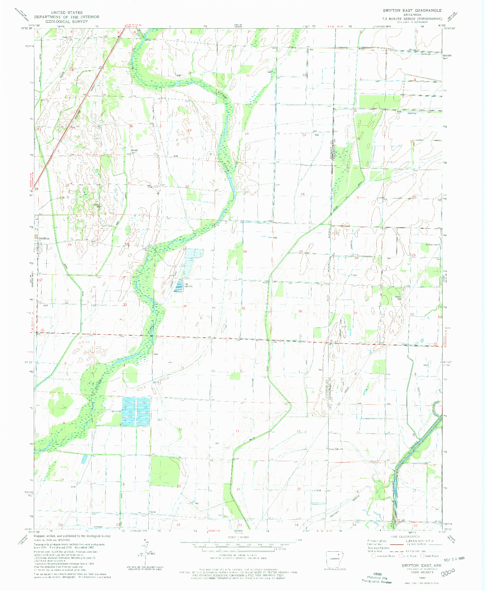 USGS 1:24000-SCALE QUADRANGLE FOR SWIFTON EAST, AR 1980