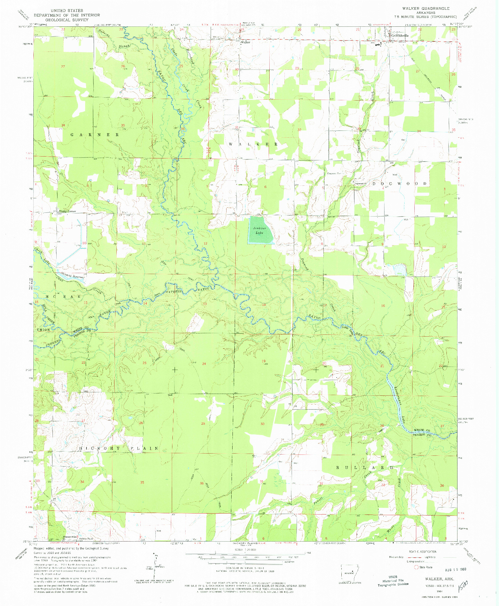 USGS 1:24000-SCALE QUADRANGLE FOR WALKER, AR 1964