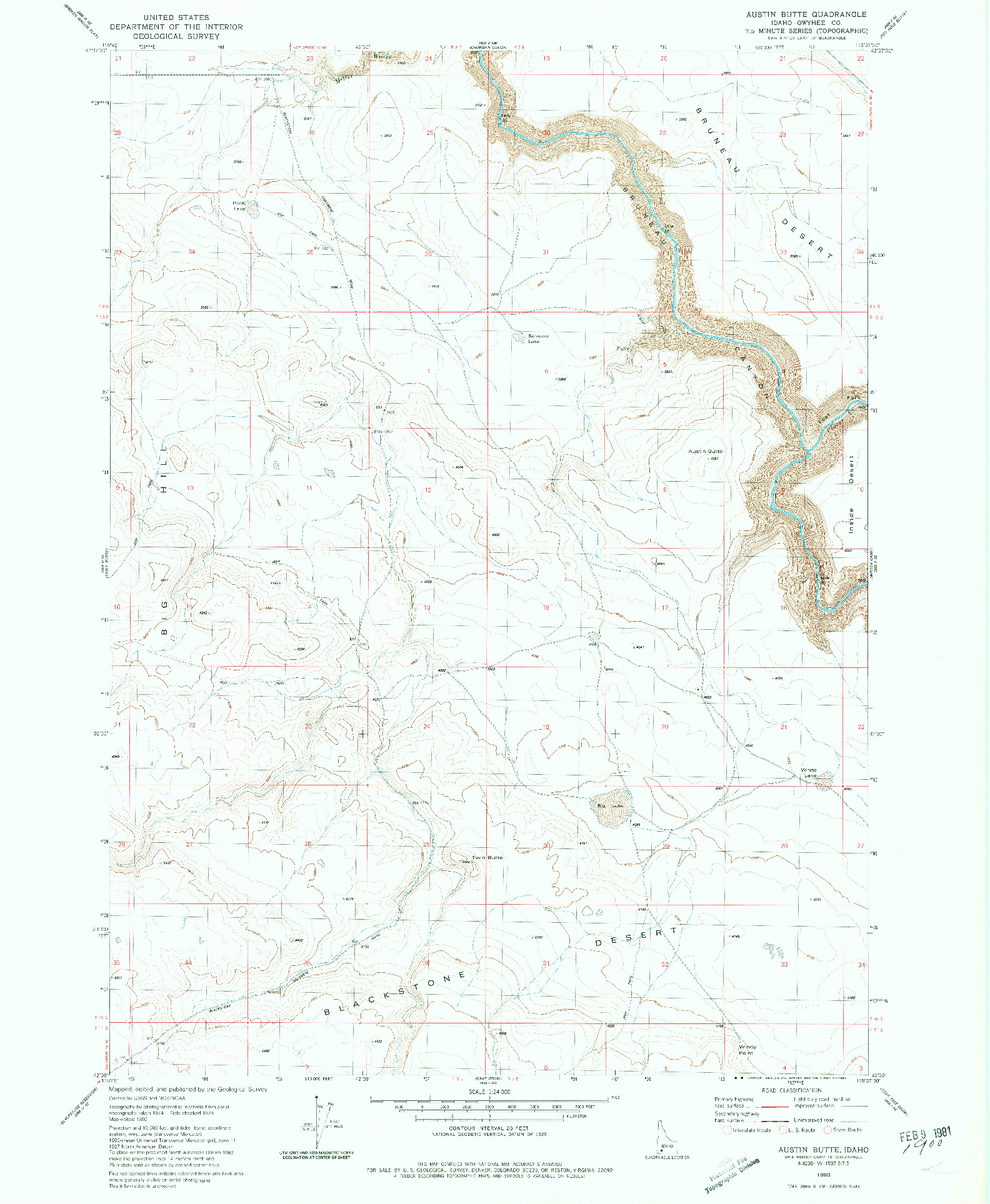 USGS 1:24000-SCALE QUADRANGLE FOR AUSTIN BUTTE, ID 1980