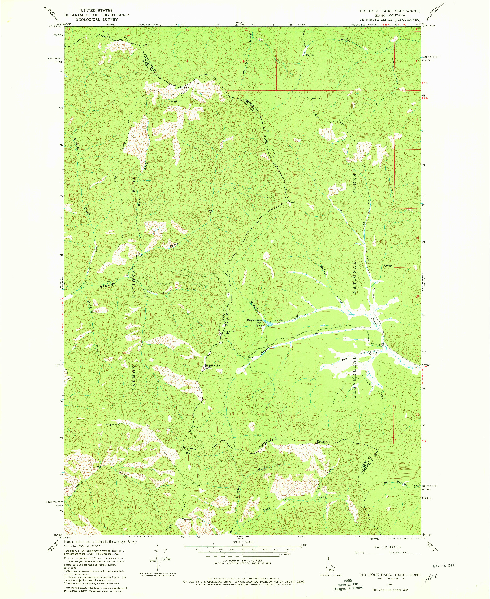 USGS 1:24000-SCALE QUADRANGLE FOR BIG HOLE PASS, ID 1966