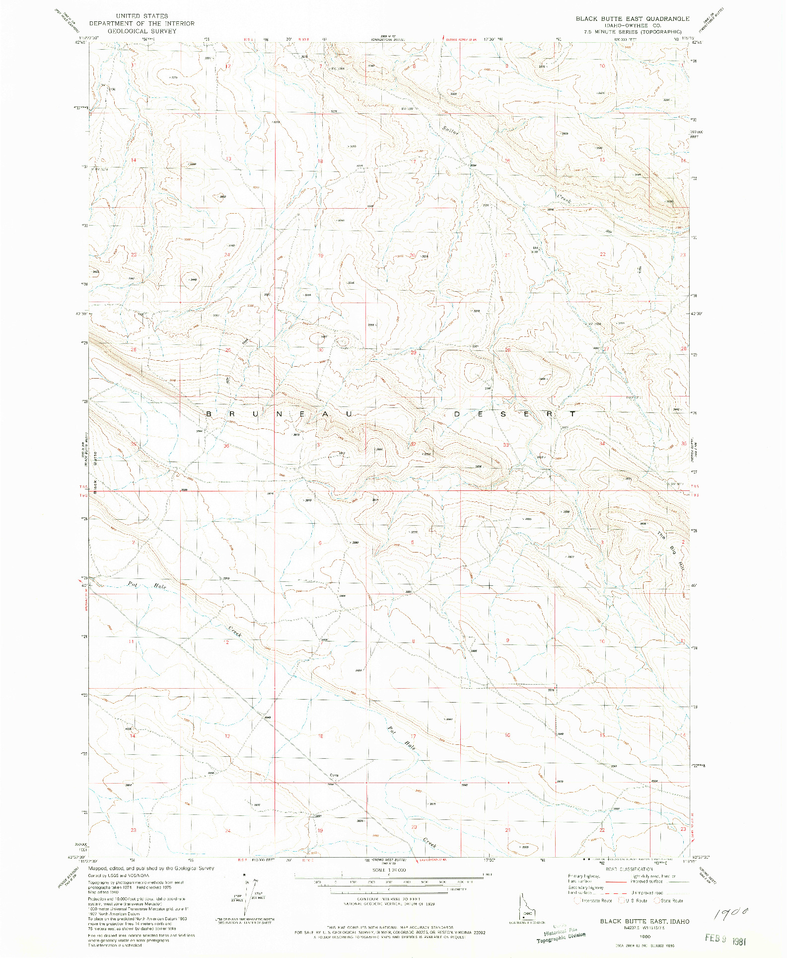 USGS 1:24000-SCALE QUADRANGLE FOR BLACK BUTTE EAST, ID 1980