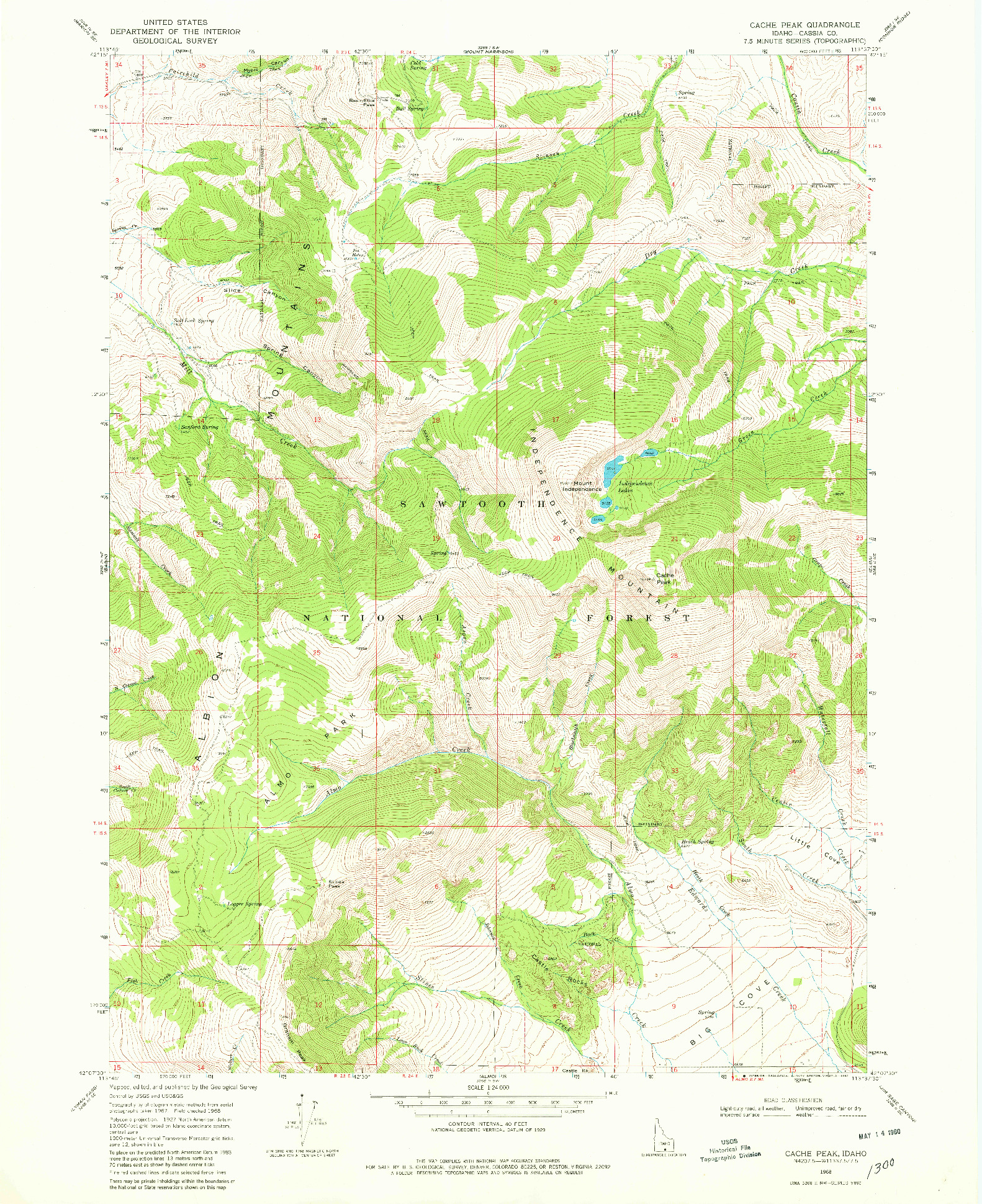 USGS 1:24000-SCALE QUADRANGLE FOR CACHE PEAK, ID 1968